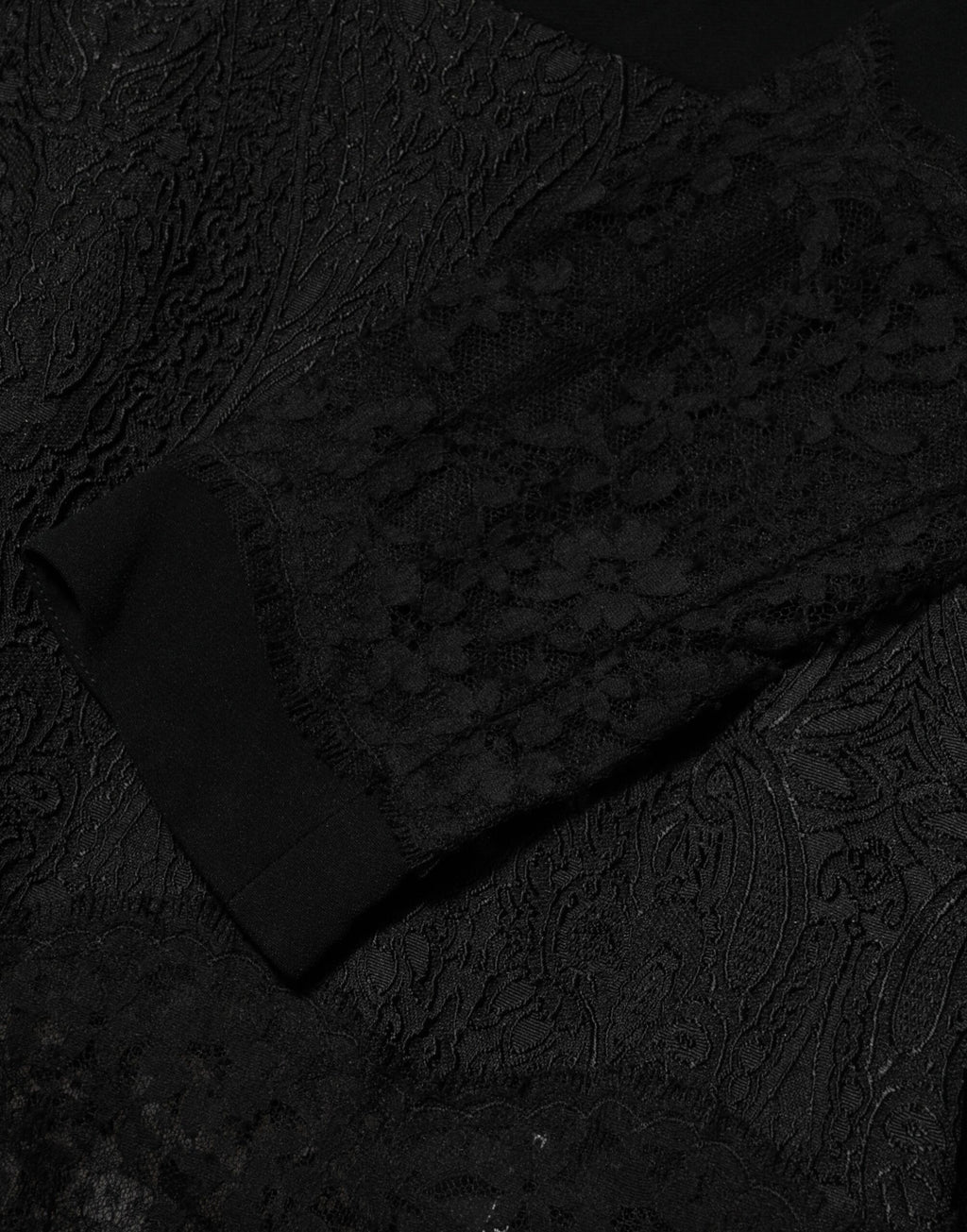 Dolce & Gabbana Black Floral Lace-Trimmed A-Line Dress