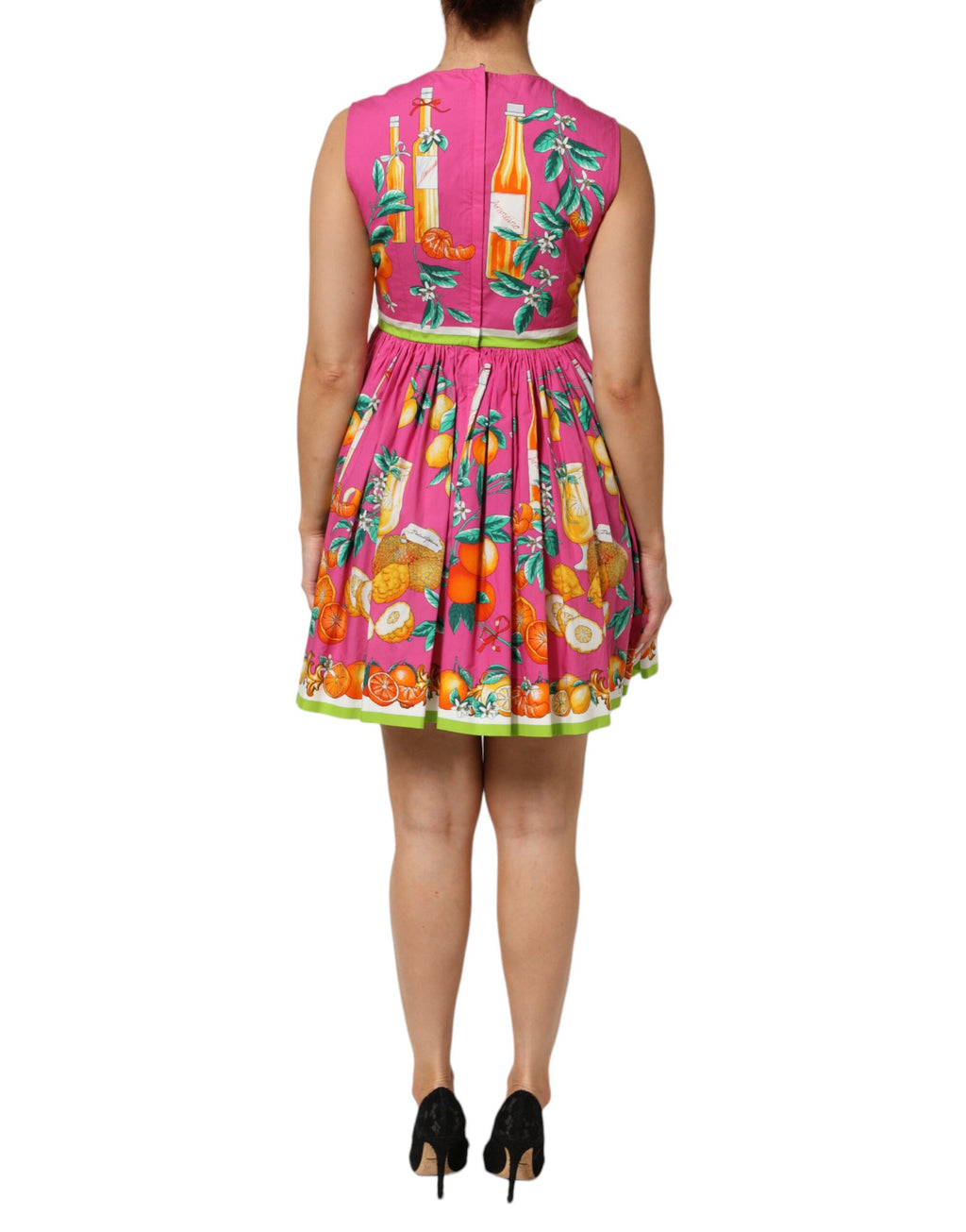 Dolce & Gabbana Pink Sleeveless Fruit Print Mini Dress