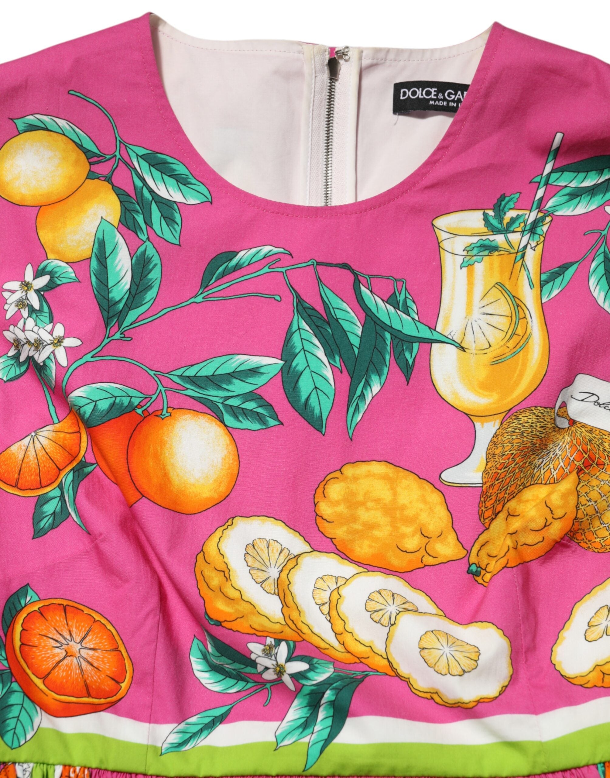 Dolce & Gabbana Pink Sleeveless Fruit Print Mini Dress