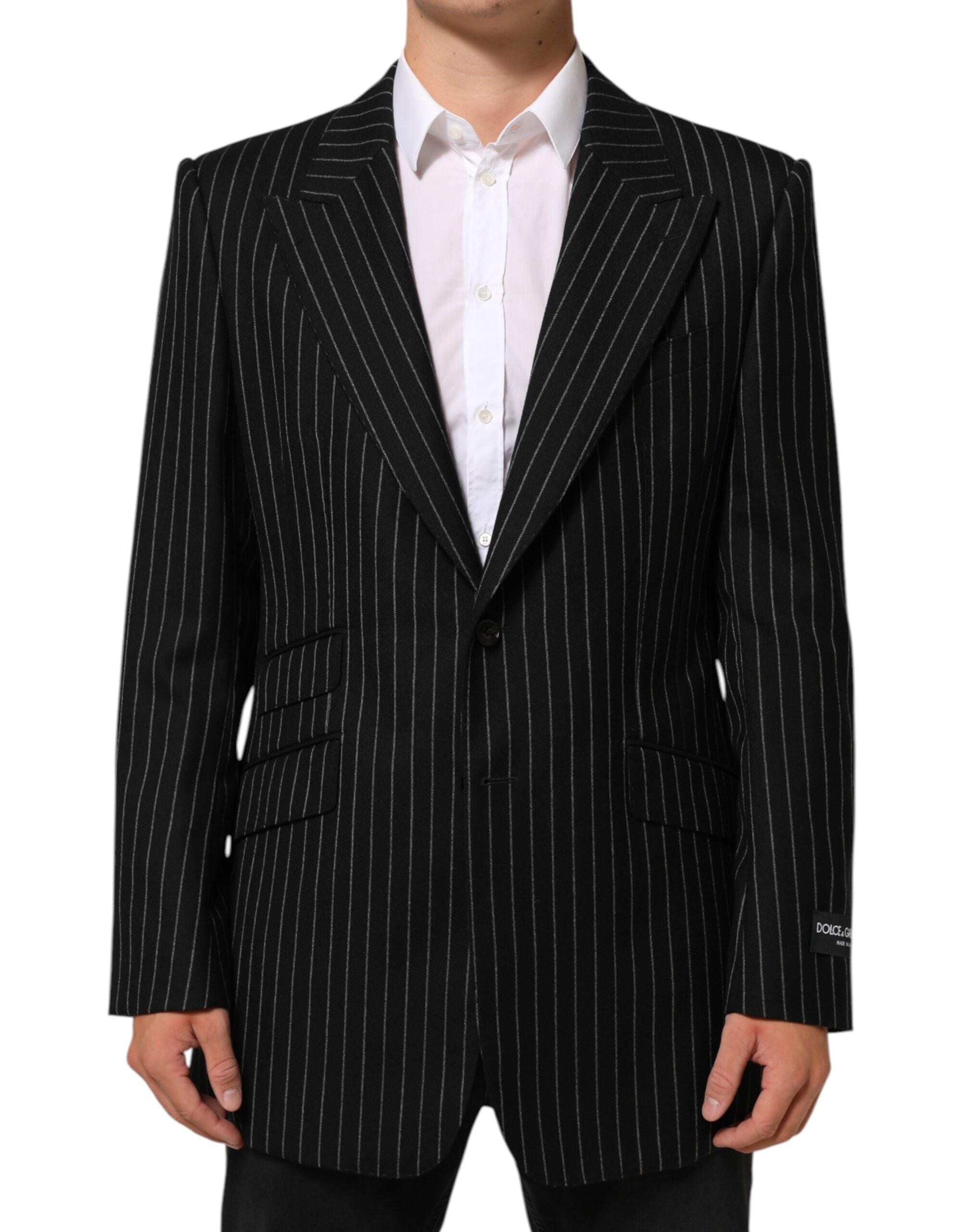 Dolce & Gabbana Schwarz gestreift 2 Knöpfe Anzug Jacke Blazer