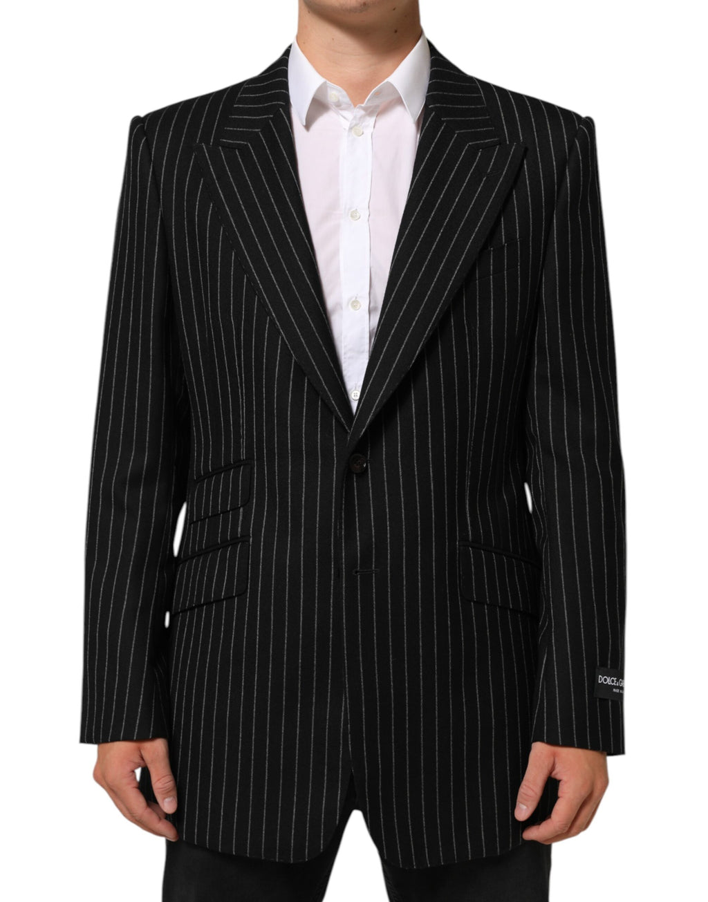 Dolce & Gabbana Schwarz gestreift 2 Knöpfe Anzug Jacke Blazer