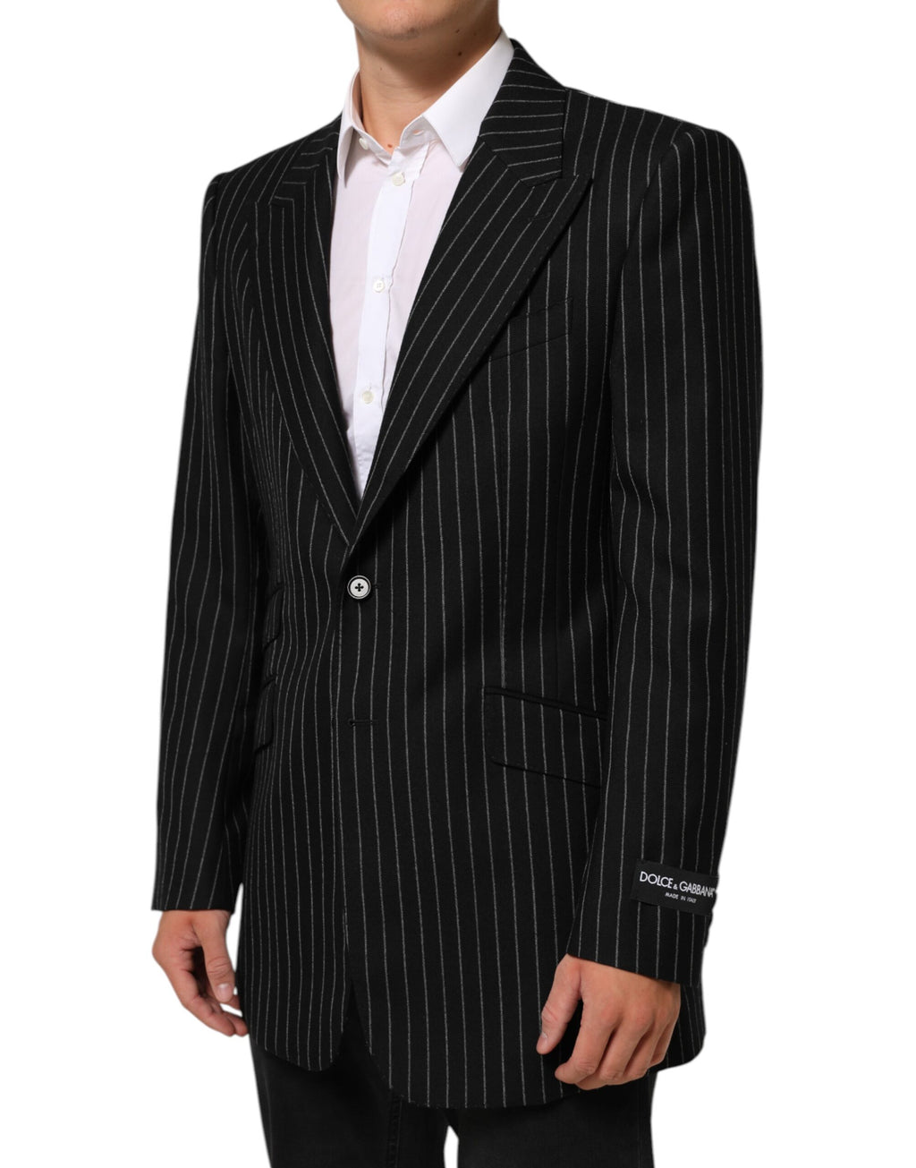 Dolce & Gabbana Schwarz gestreift 2 Knöpfe Anzug Jacke Blazer