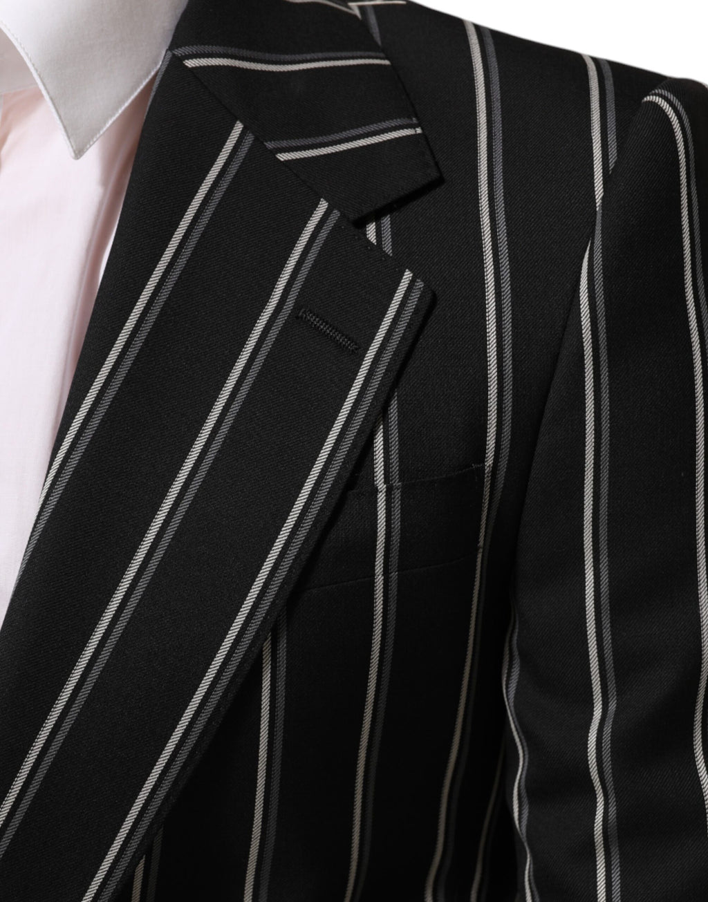 Dolce & Gabbana Schwarz gestreifter SICILIA 1-Knopf Anzug Blazer