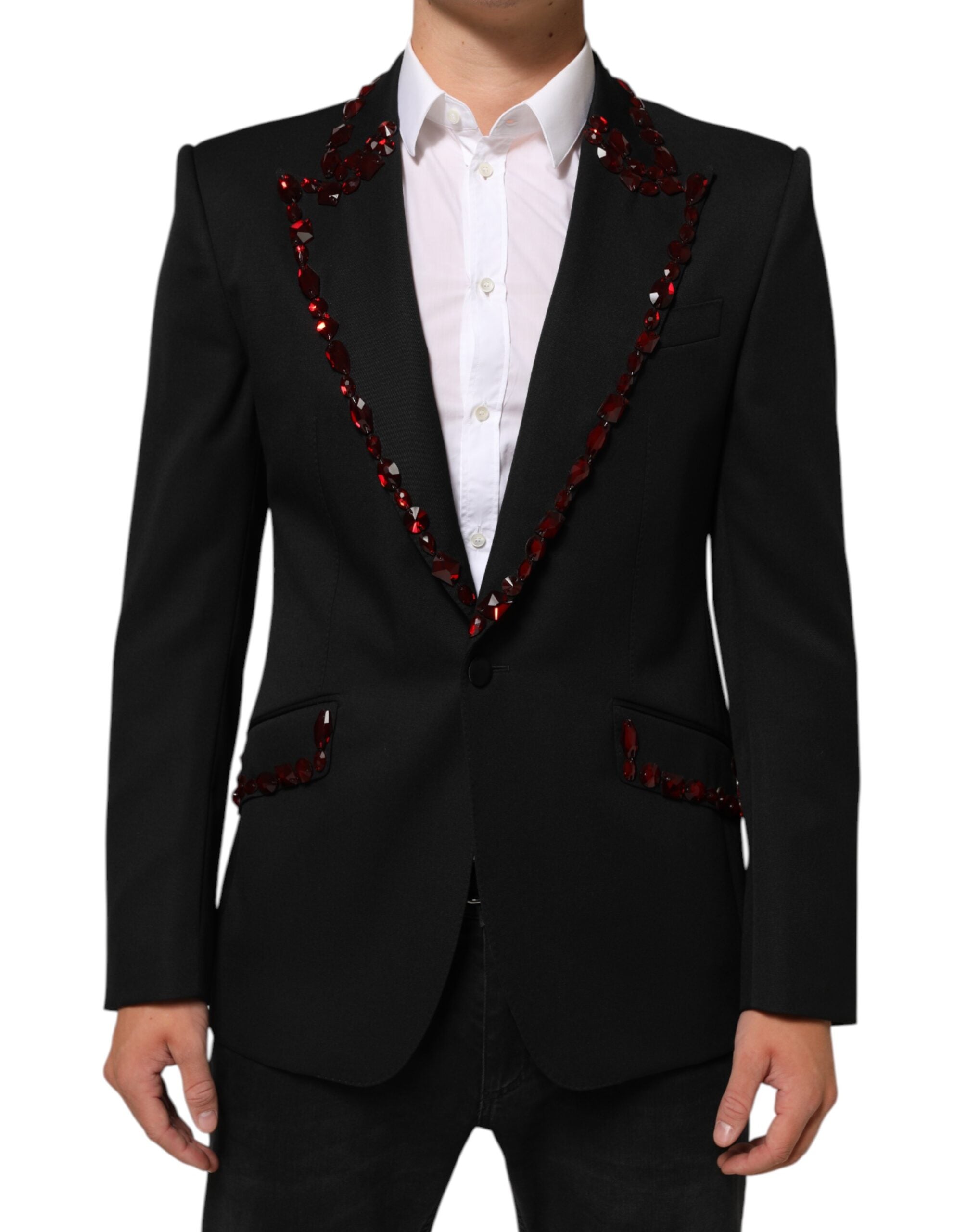 Dolce & Gabbana Men's Black SICILIA Blazer with Crystal Embellishment
