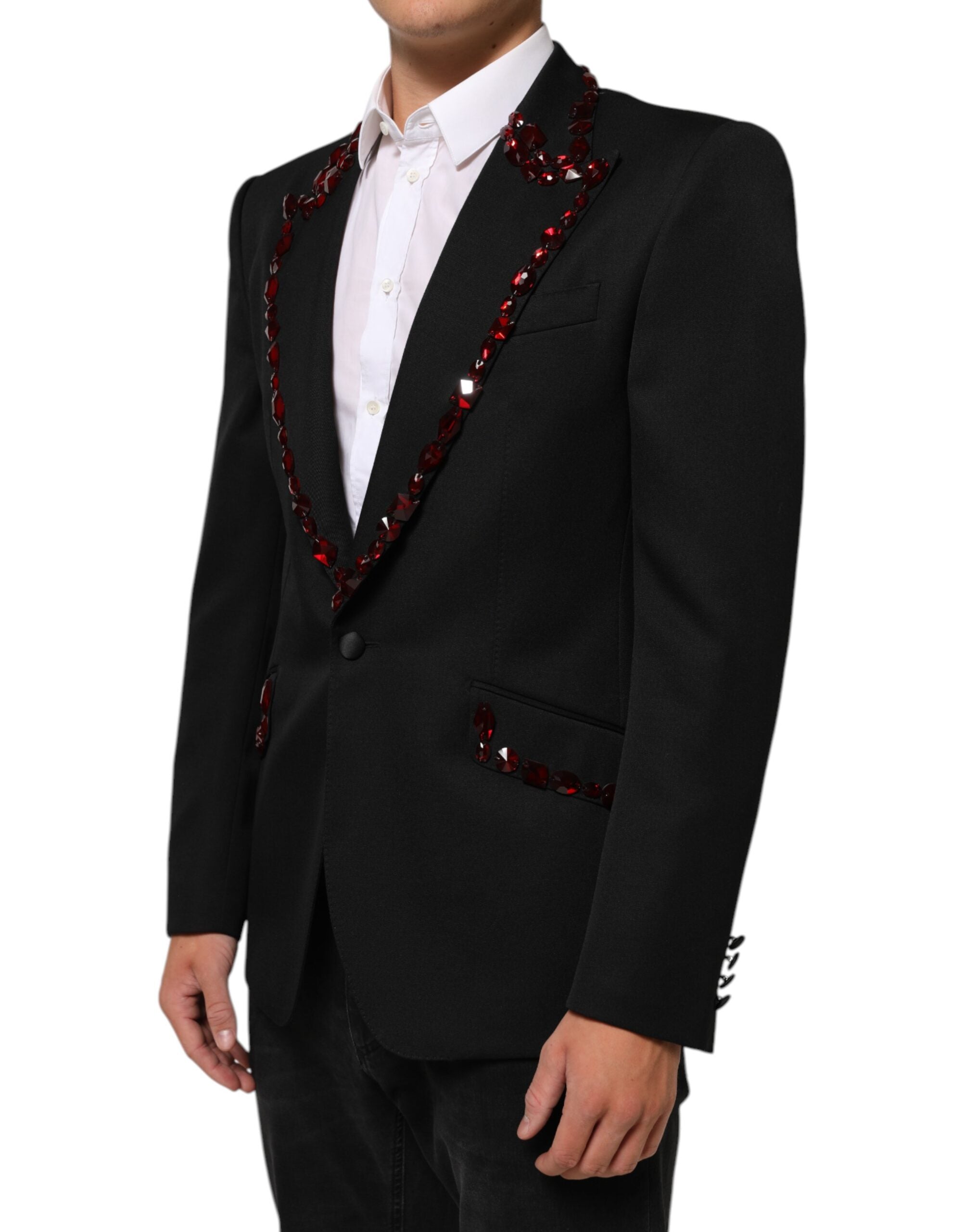 Dolce & Gabbana Men's Black SICILIA Blazer with Crystal Embellishment