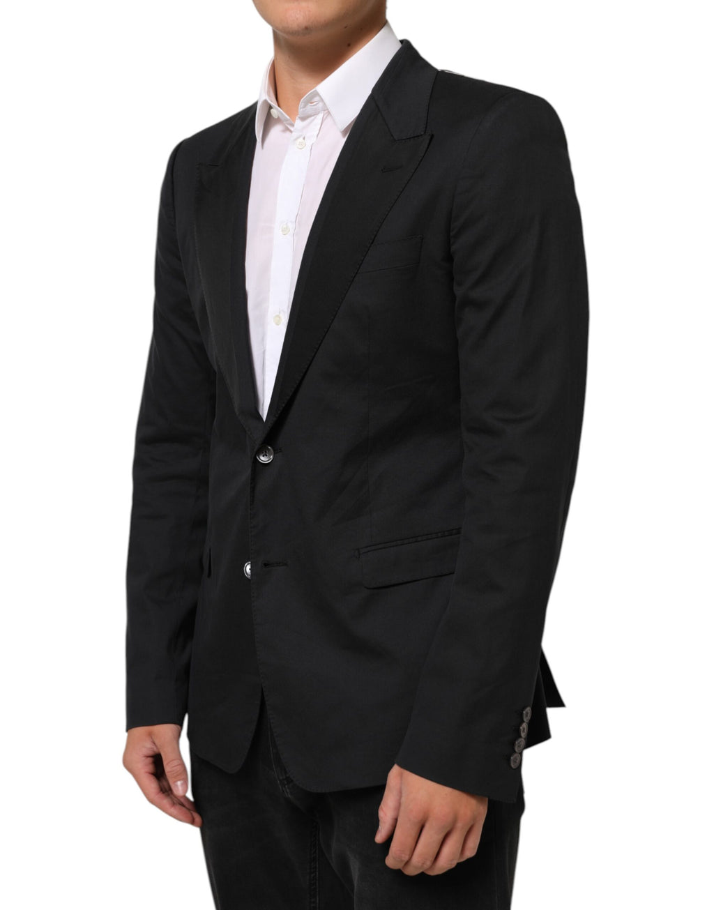 Dolce & Gabbana Black Cotton 2-Button Suit Jacket Blazer