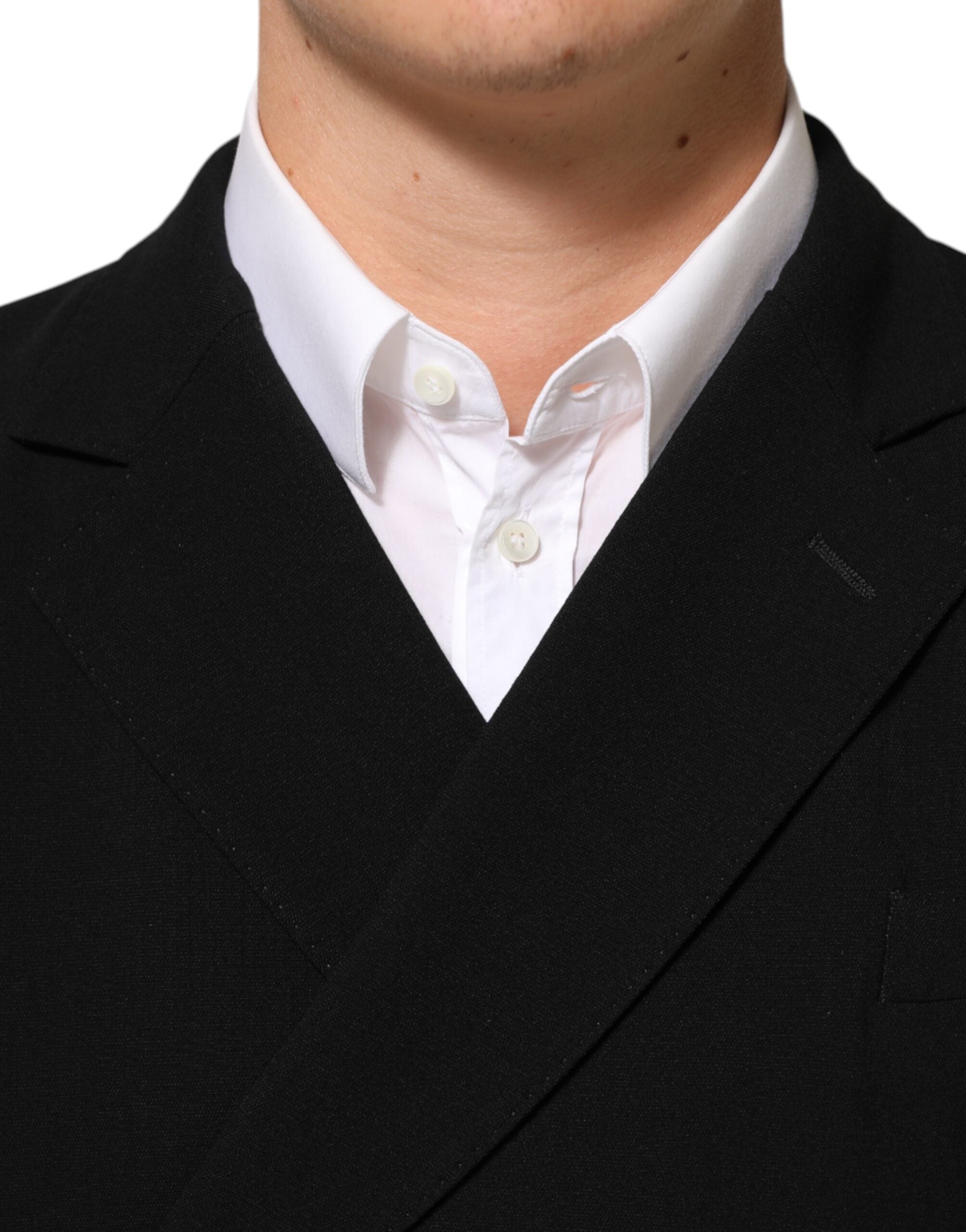 Dolce & Gabbana Schwarzer Woll-Blazer mit doppeltem Brustton der Überzeugung