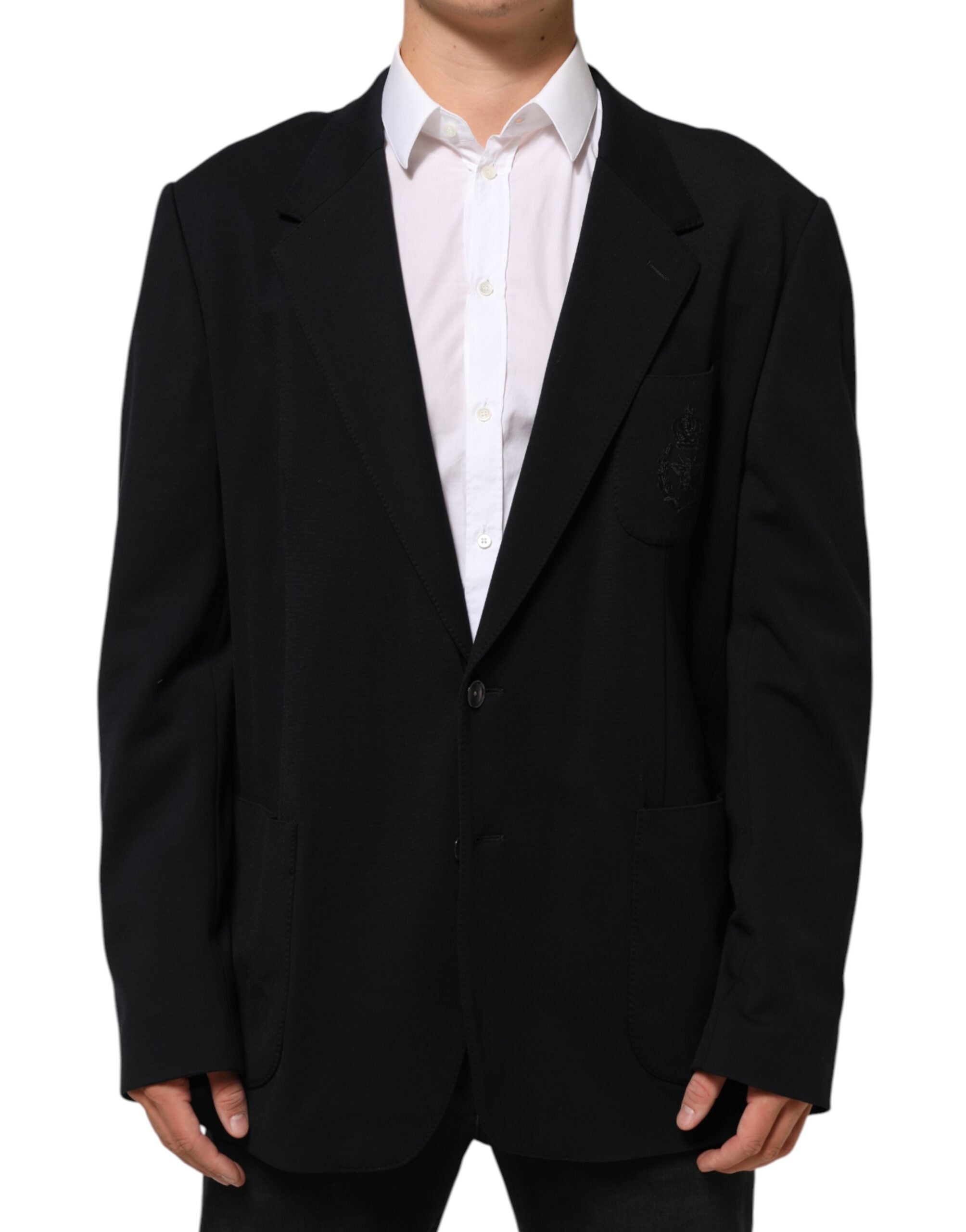 Dolce & Gabbana Black Viscose 2 Button Suit Jacket Blazer
