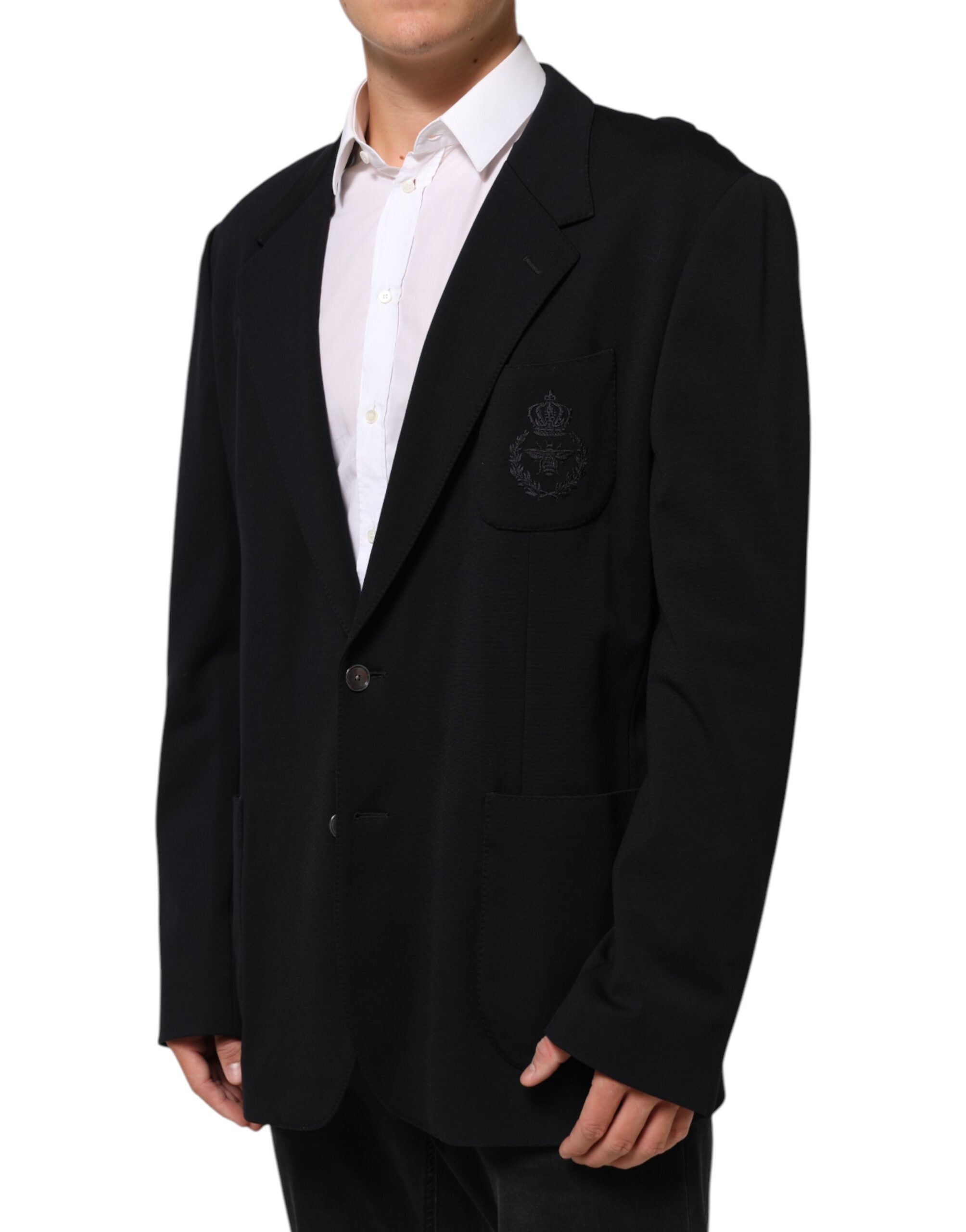 Dolce & Gabbana Black Viscose 2 Button Suit Jacket Blazer