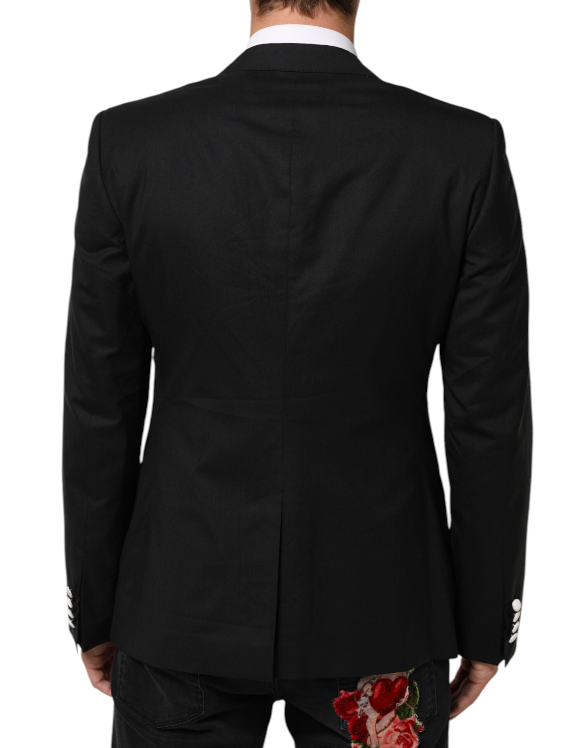 Dolce & Gabbana Black White MARTINI 1 Button Men's Suit Blazer