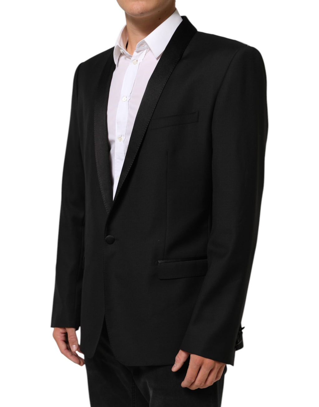 Dolce & Gabbana Black Wool GOLD 1 Button Men's Suit Blazer