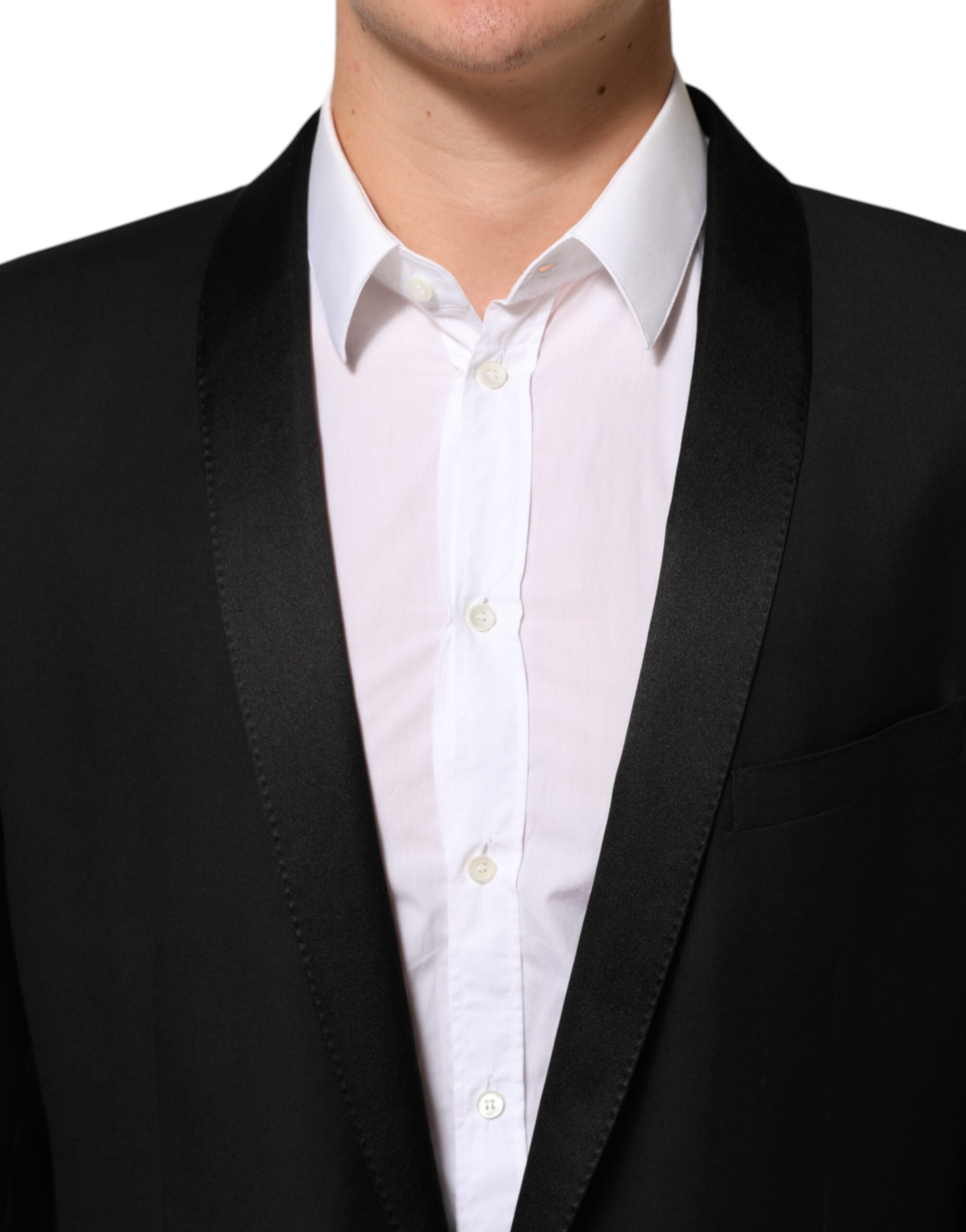 Dolce & Gabbana Schwarz Wolle GOLD 1 Knopf Männer Anzug Blazer