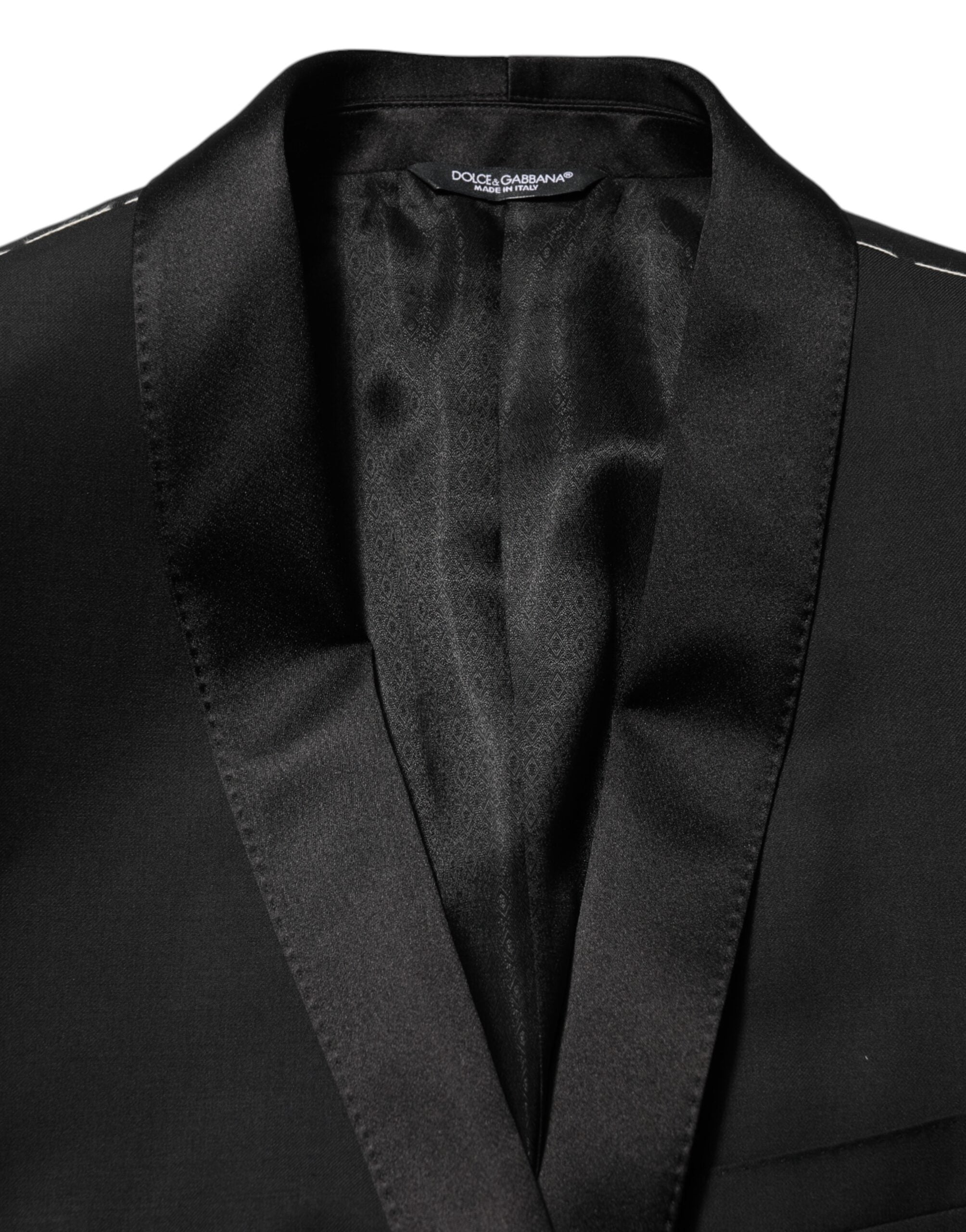 Dolce & Gabbana Black Wool GOLD 1 Button Men's Suit Blazer