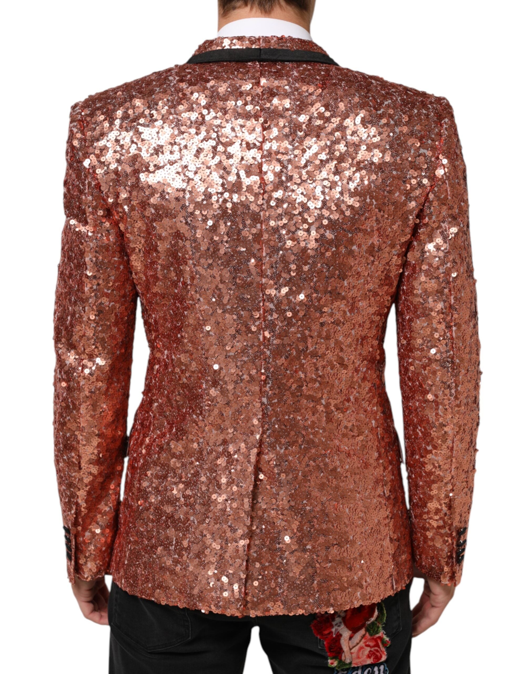 Dolce & Gabbana Pink Sequin SICILIA 1 Button Men's Suit Blazer