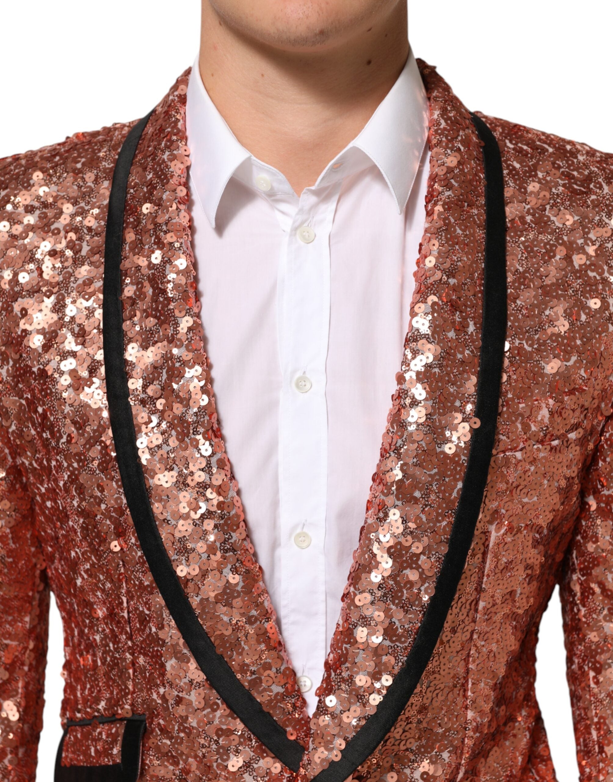 Dolce & Gabbana Pink Sequin SICILIA 1 Button Men's Suit Blazer