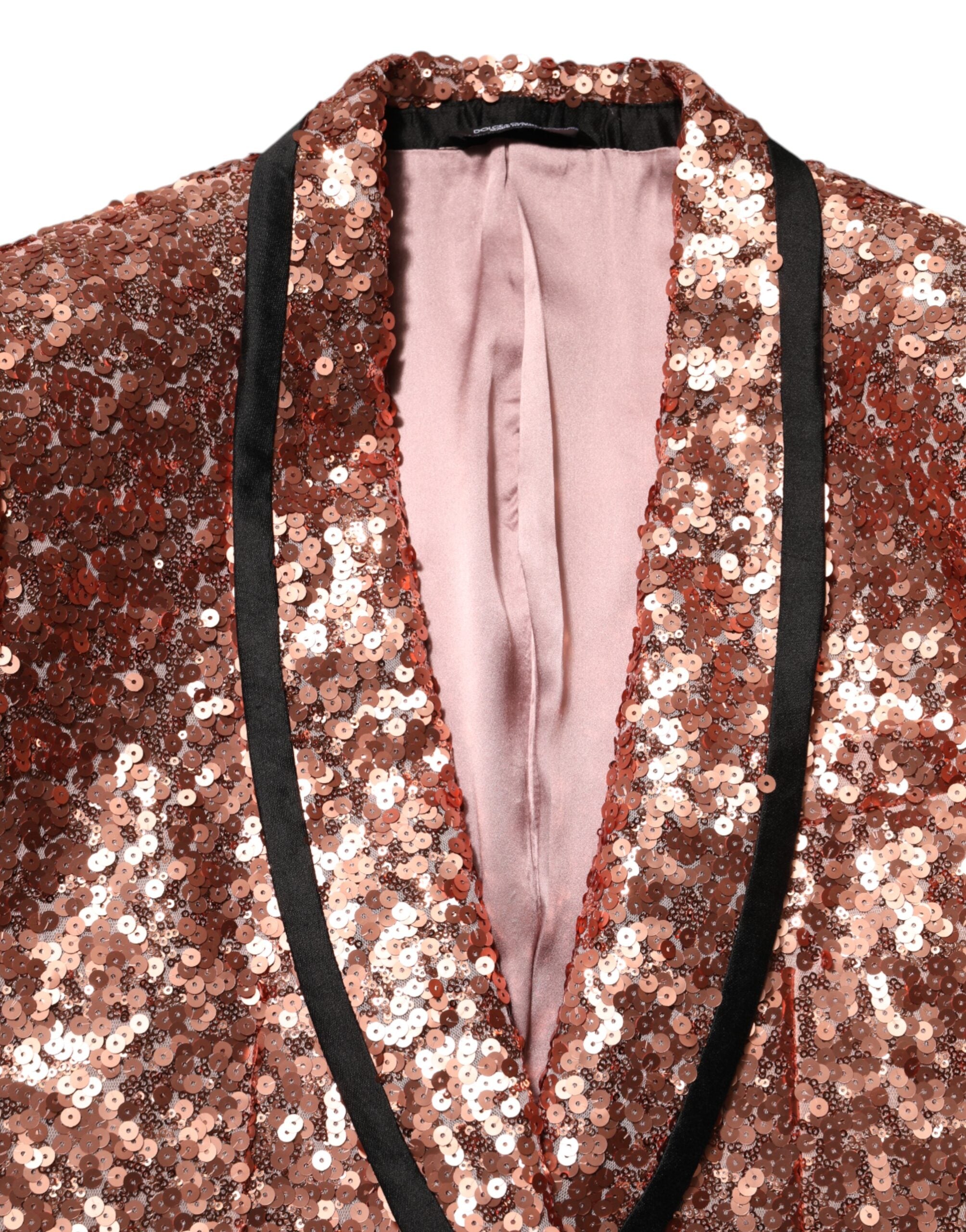 Dolce & Gabbana Pink Sequin SICILIA 1 Button Men's Suit Blazer