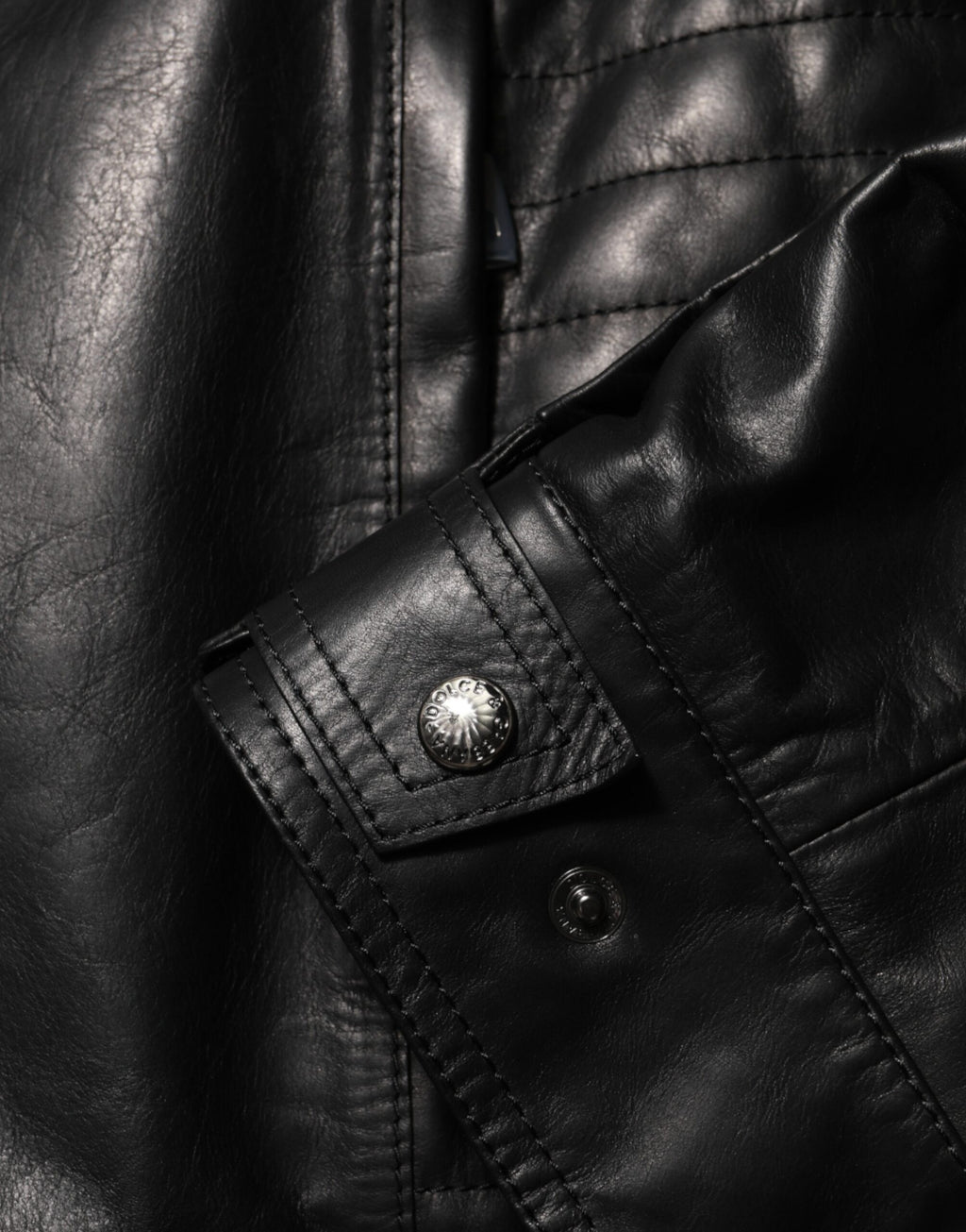 Dolce & Gabbana Black Leather Full-Zip Biker Blouson Jacket