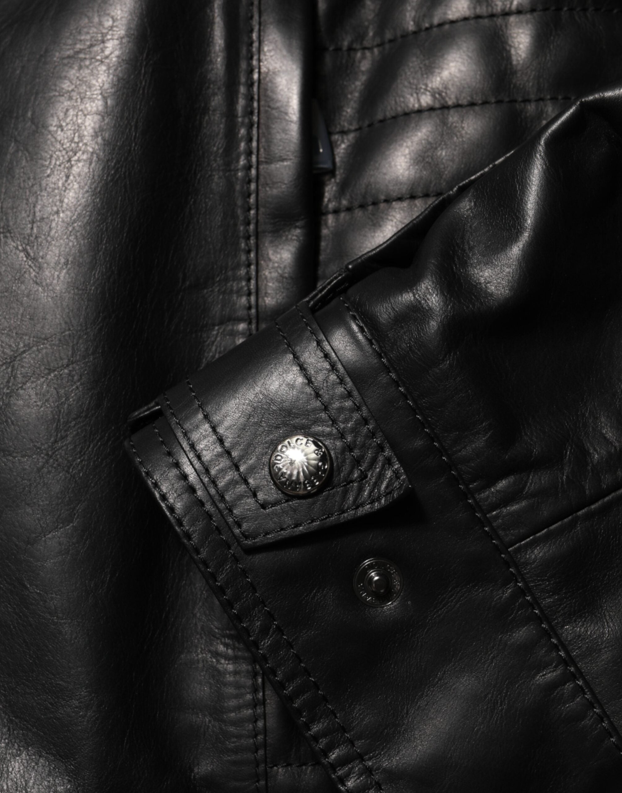 Dolce & Gabbana Black Leather Full-Zip Biker Blouson Jacket