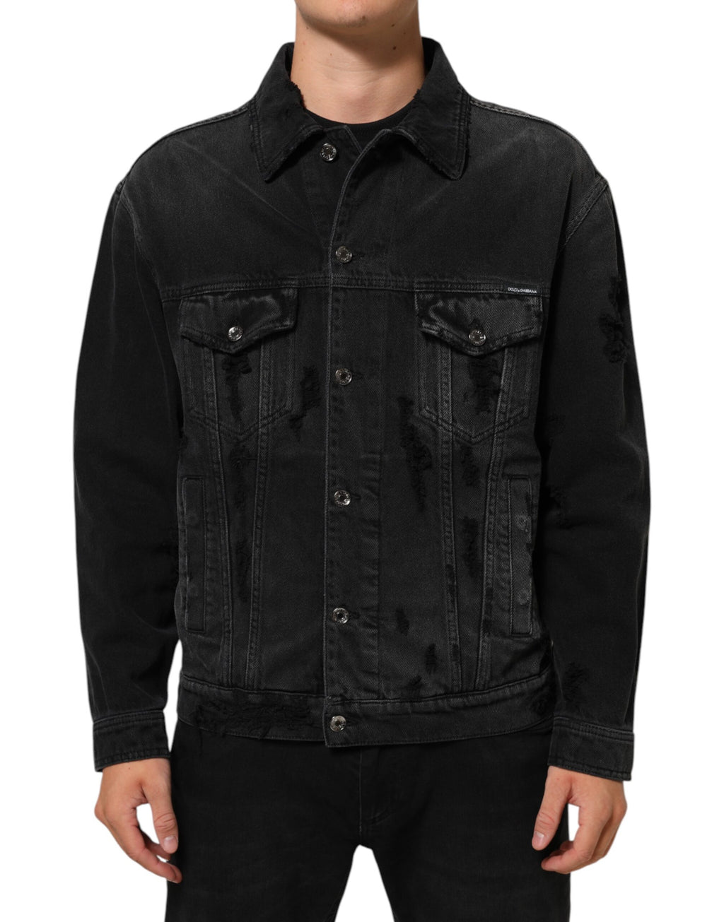 Dolce & Gabbana Black Blouson Jacket in Cotton-Stretch Denim