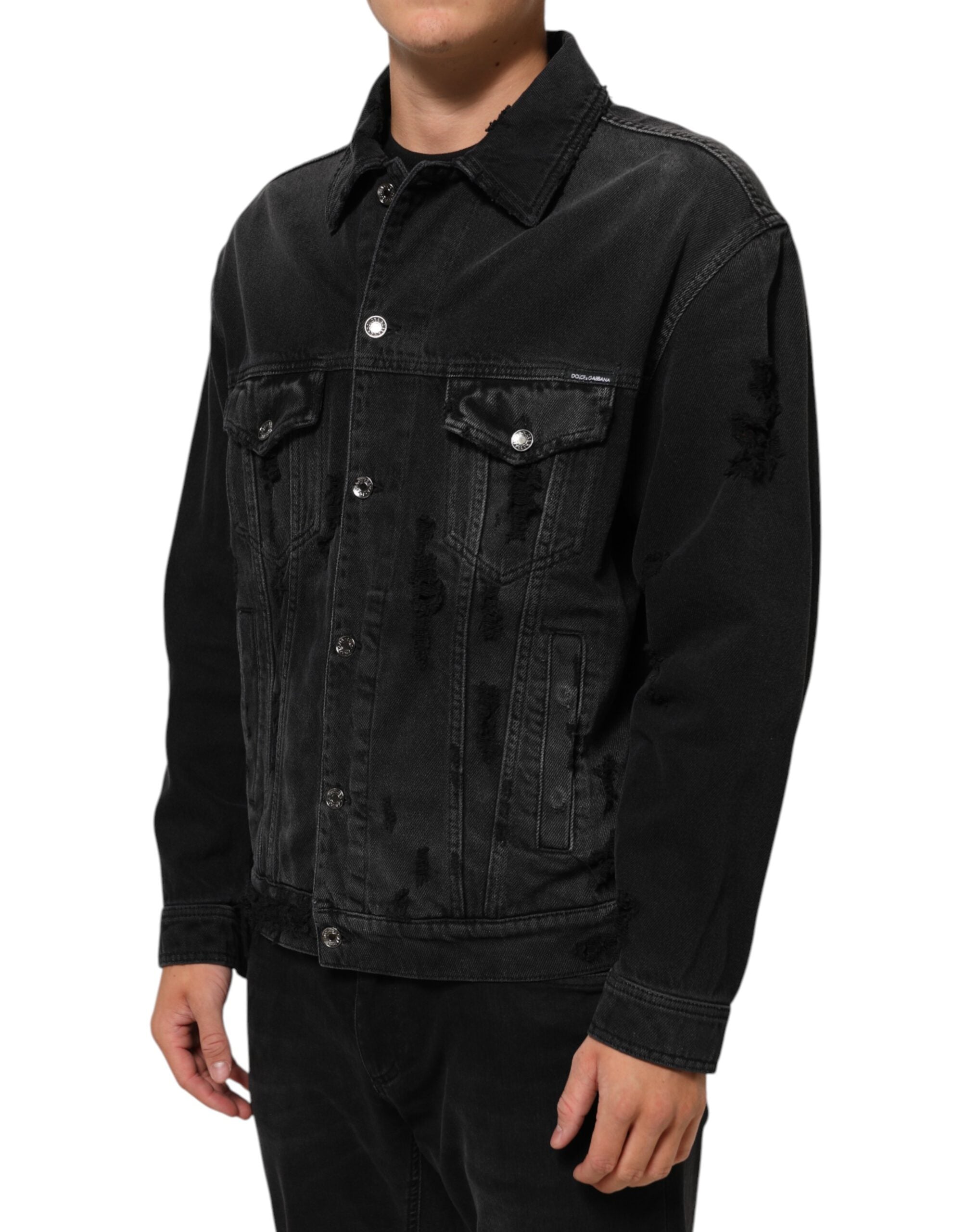 Dolce & Gabbana Black Blouson Jacket in Cotton-Stretch Denim