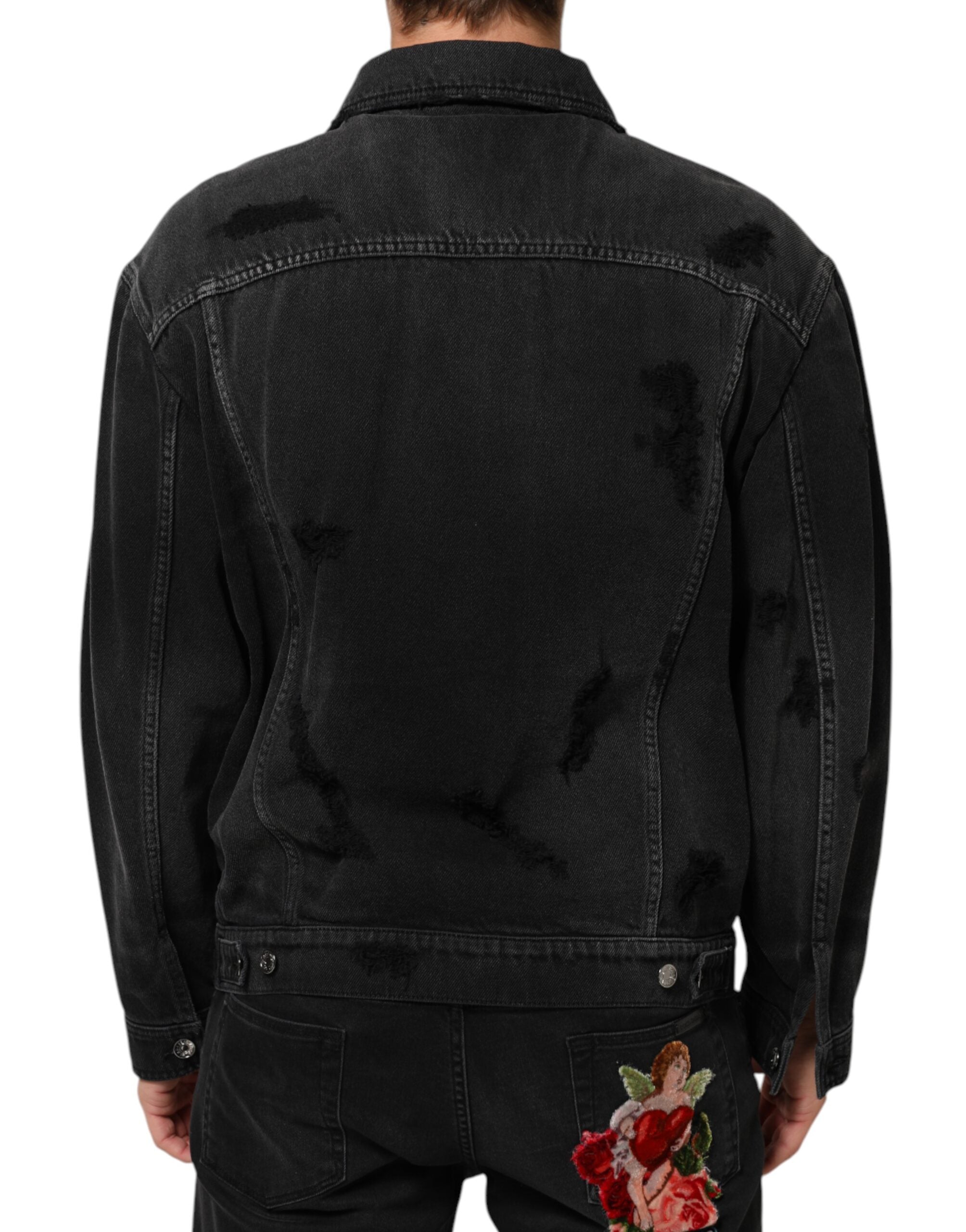 Dolce & Gabbana Black Blouson Jacket in Cotton-Stretch Denim