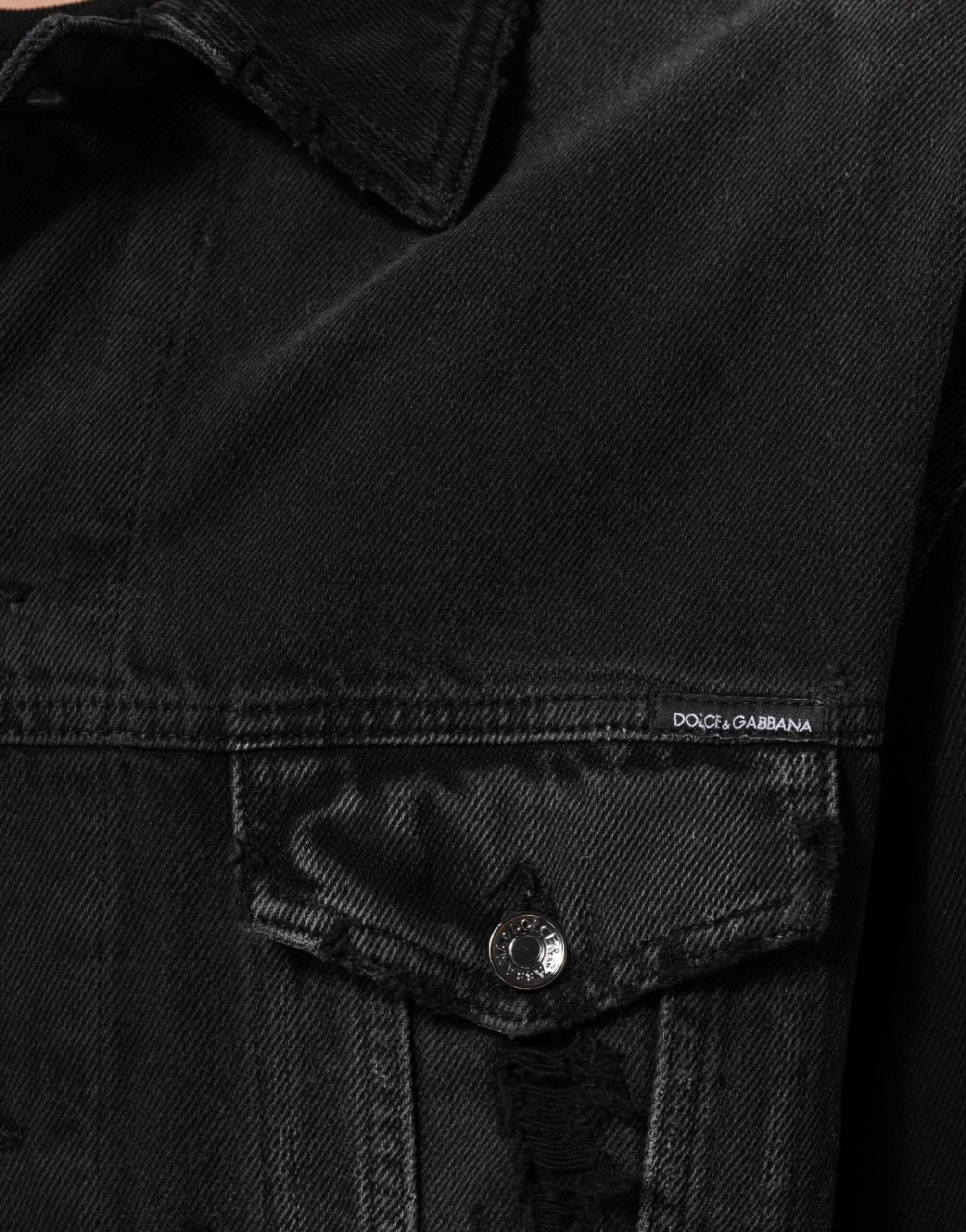 Dolce & Gabbana Black Blouson Jacket in Cotton-Stretch Denim