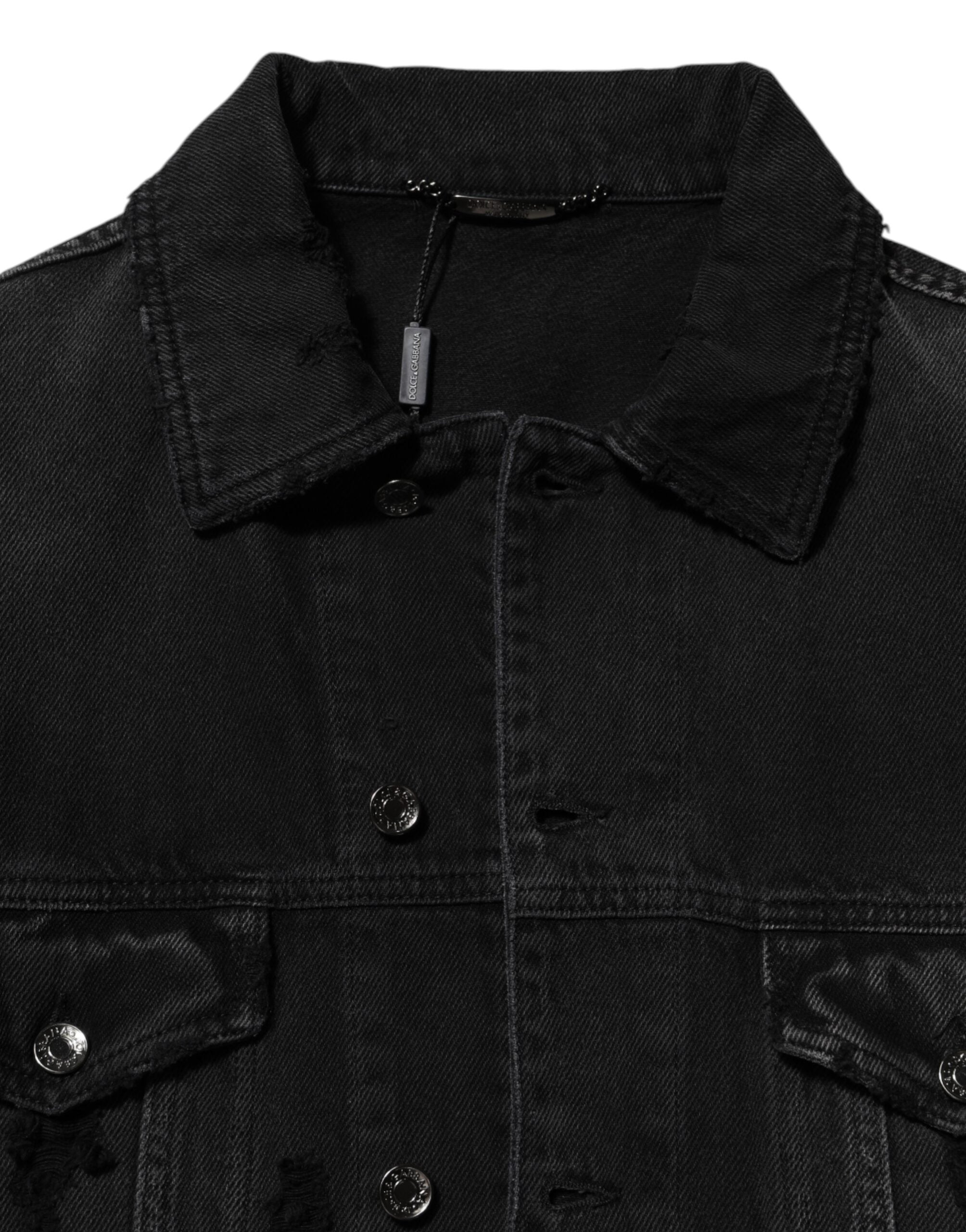 Dolce & Gabbana Black Blouson Jacket in Cotton-Stretch Denim