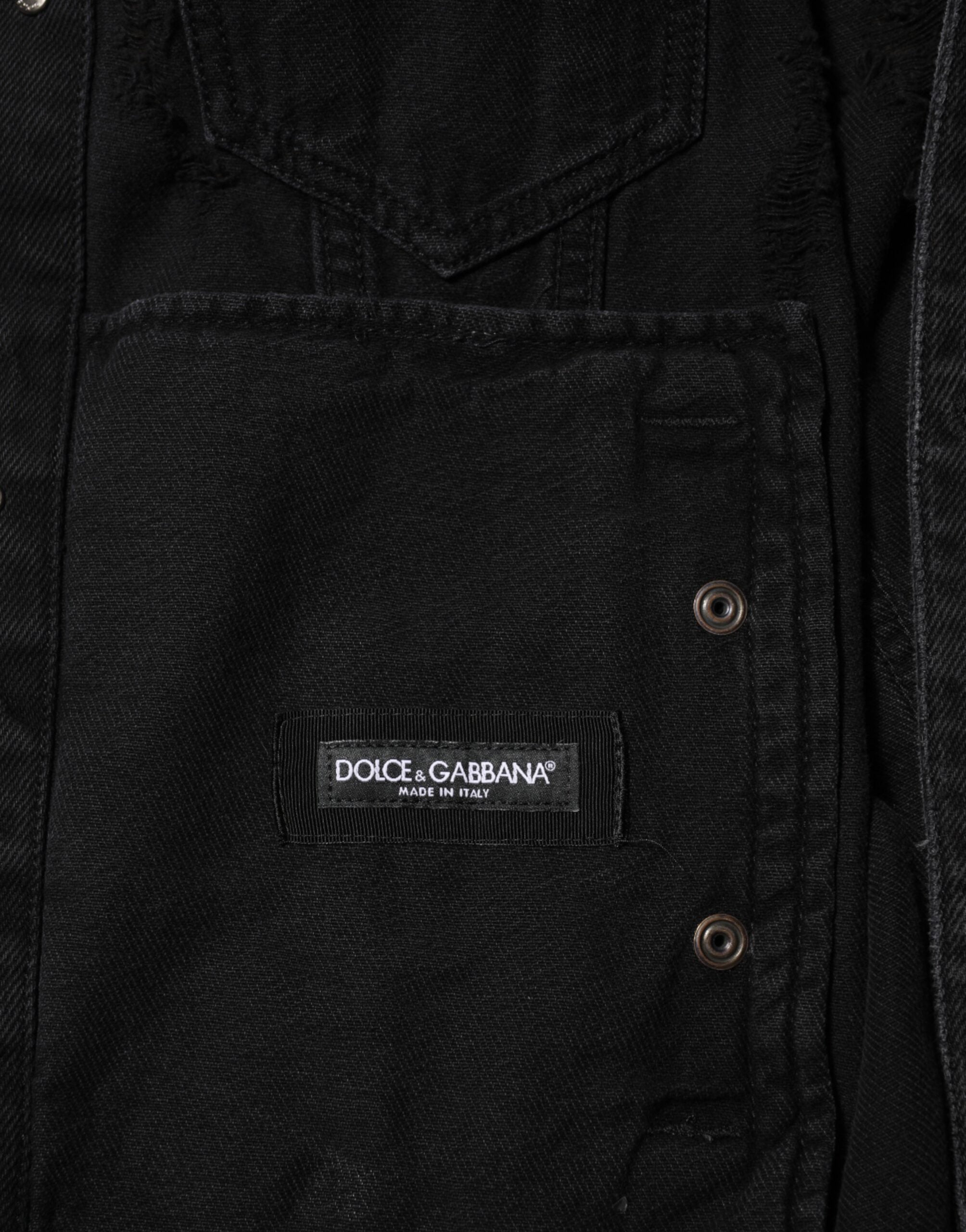 Dolce & Gabbana Black Blouson Jacket in Cotton-Stretch Denim