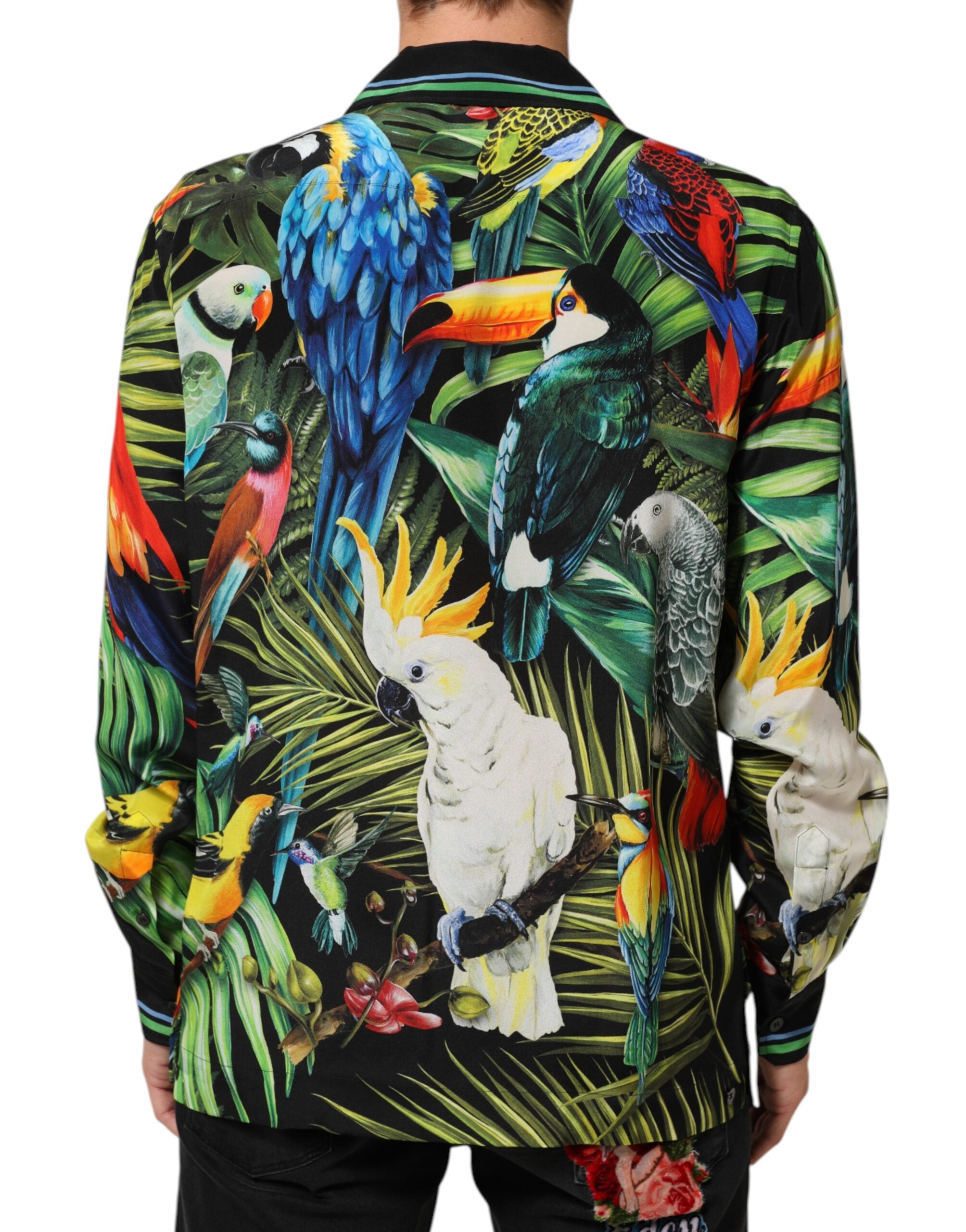 Dolce & Gabbana Multicolor Papagei Druck Lounge Casual Shirt