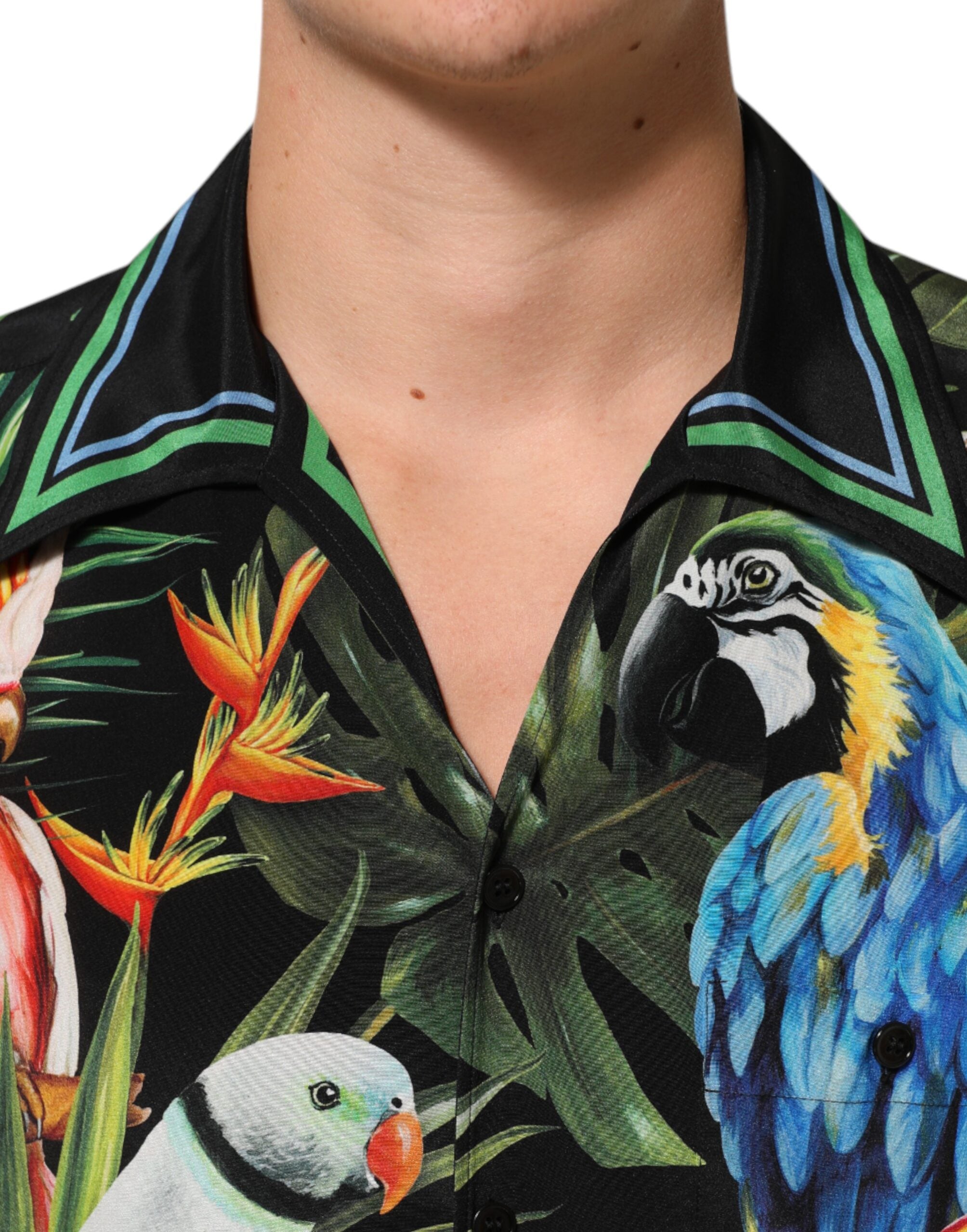 Dolce & Gabbana Multicolor Papagei Druck Lounge Casual Shirt