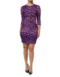 Dolce & Gabbana Purple Leopard Coat Bodycon Mini Dress