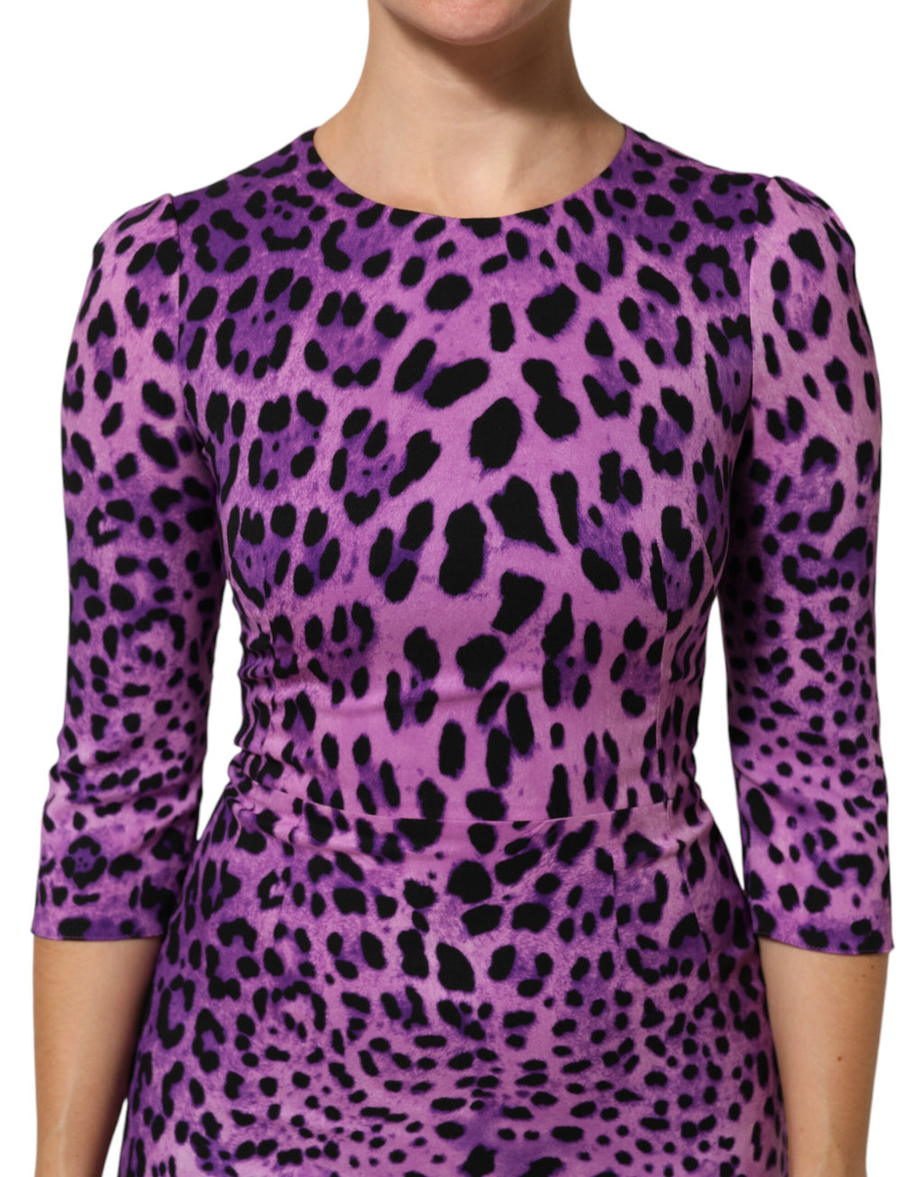 Dolce & Gabbana Purple Leopard Coat Bodycon Mini Dress