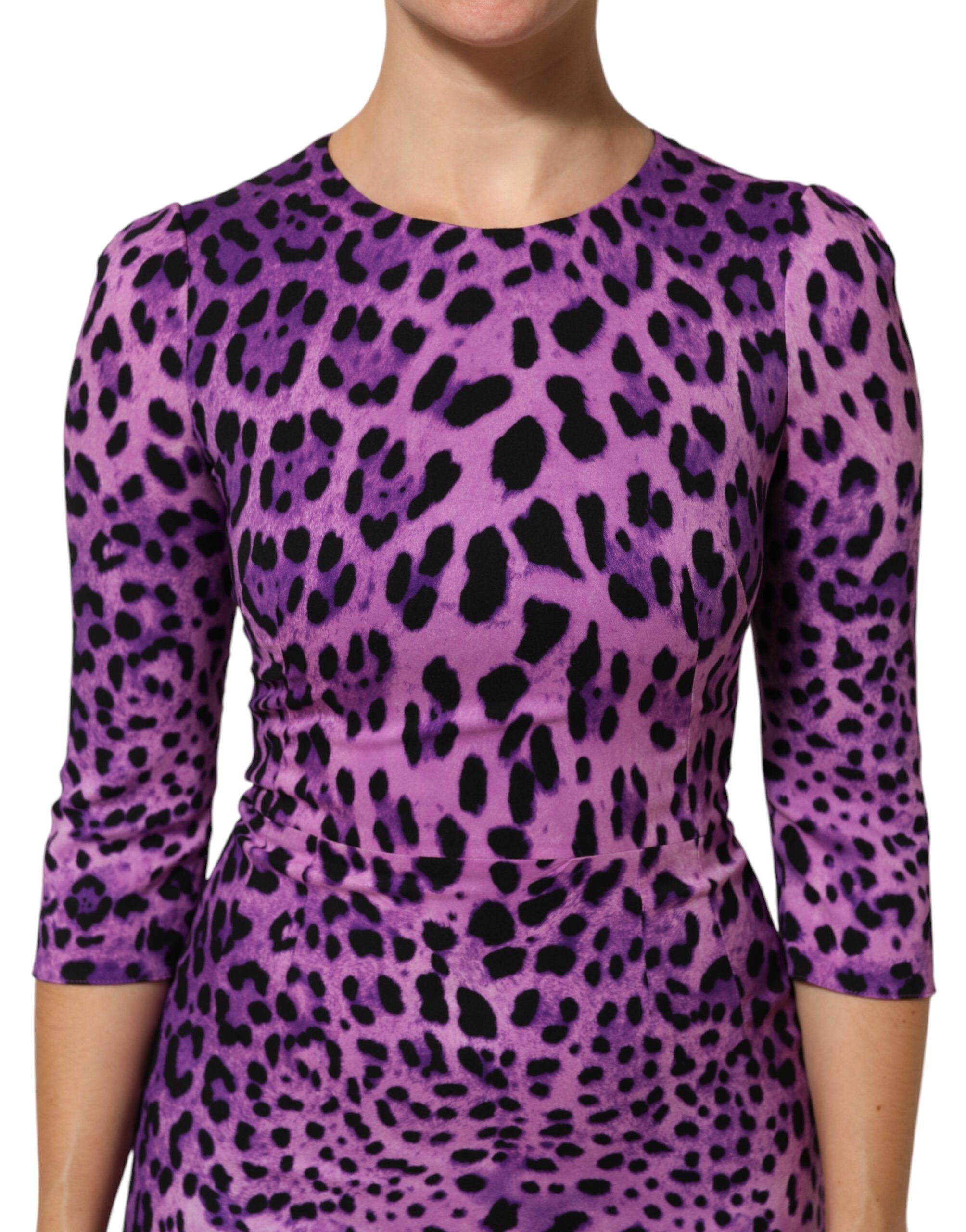 Dolce & Gabbana Purple Leopard Coat Bodycon Mini Dress