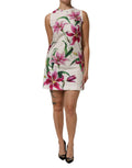 Dolce & Gabbana Weißes geblümtes Minikleid aus Baumwolle ohne Ärmel