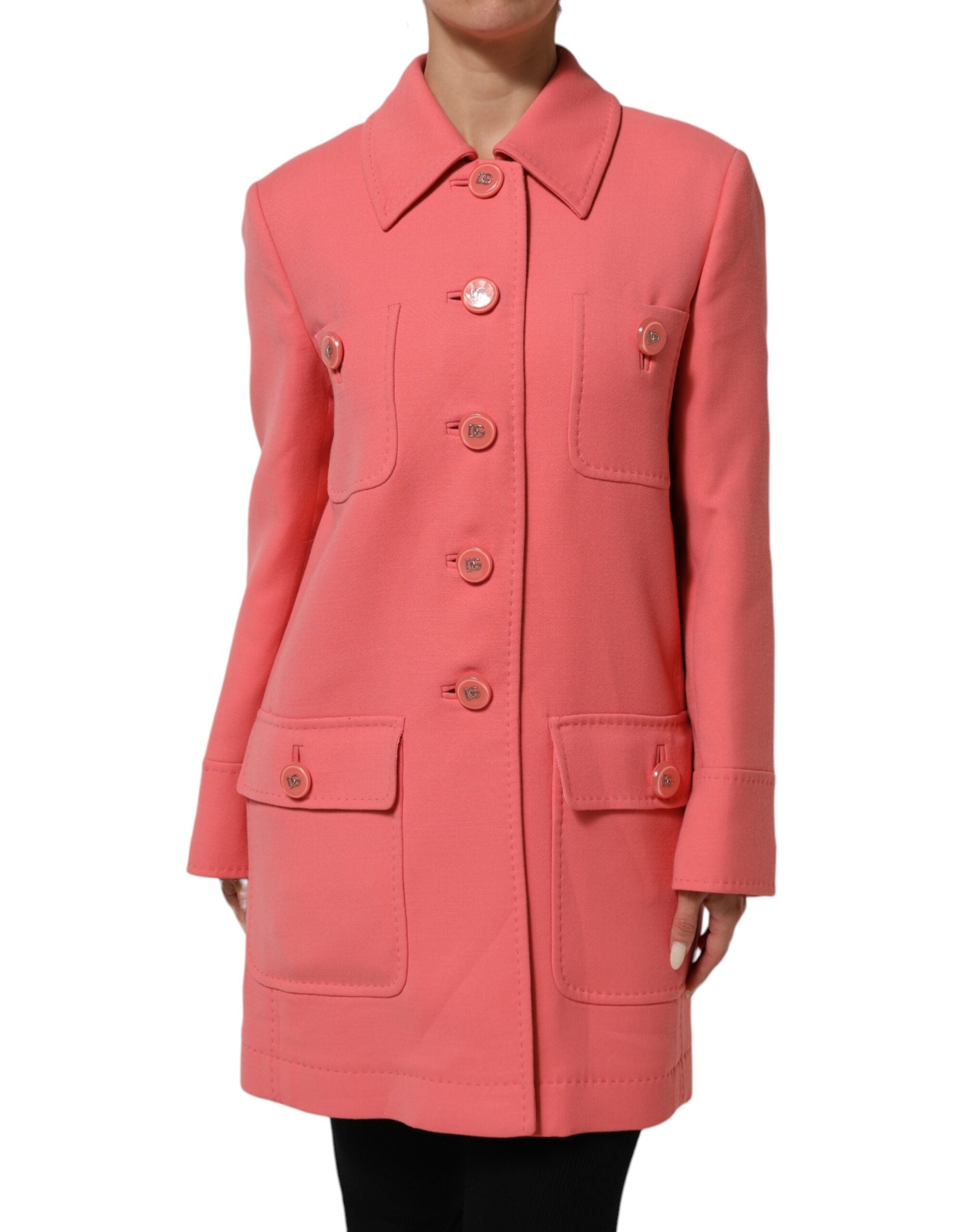 Dolce & Gabbana Pink Buttoned Trench Coat Jacket