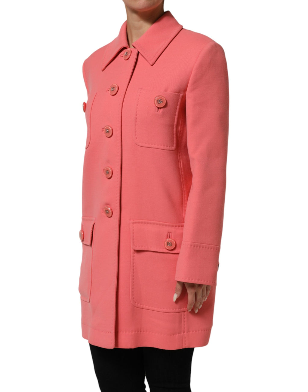 Dolce & Gabbana Pink Buttoned Trench Coat Jacket