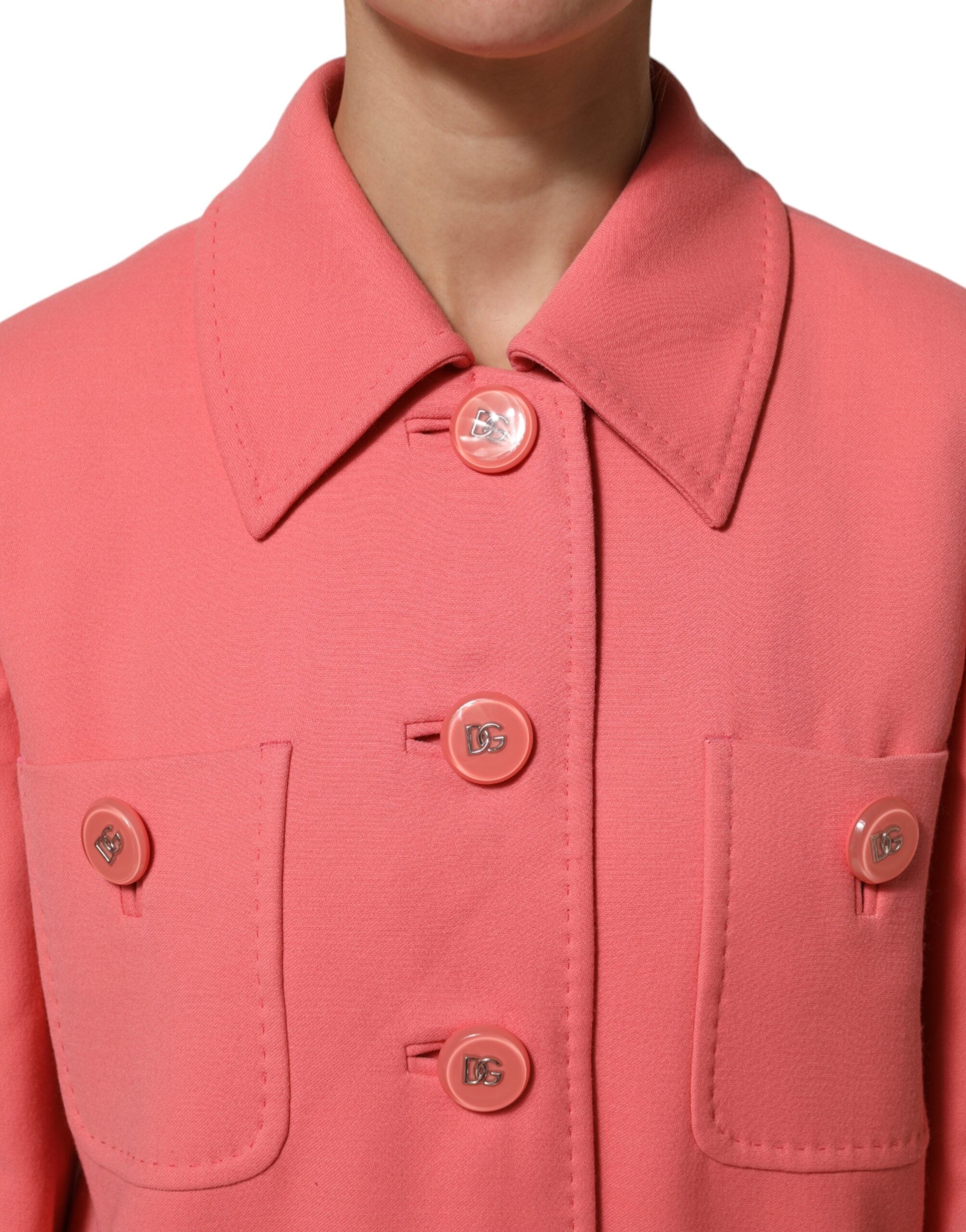 Dolce & Gabbana Pink Buttoned Trench Coat Jacket