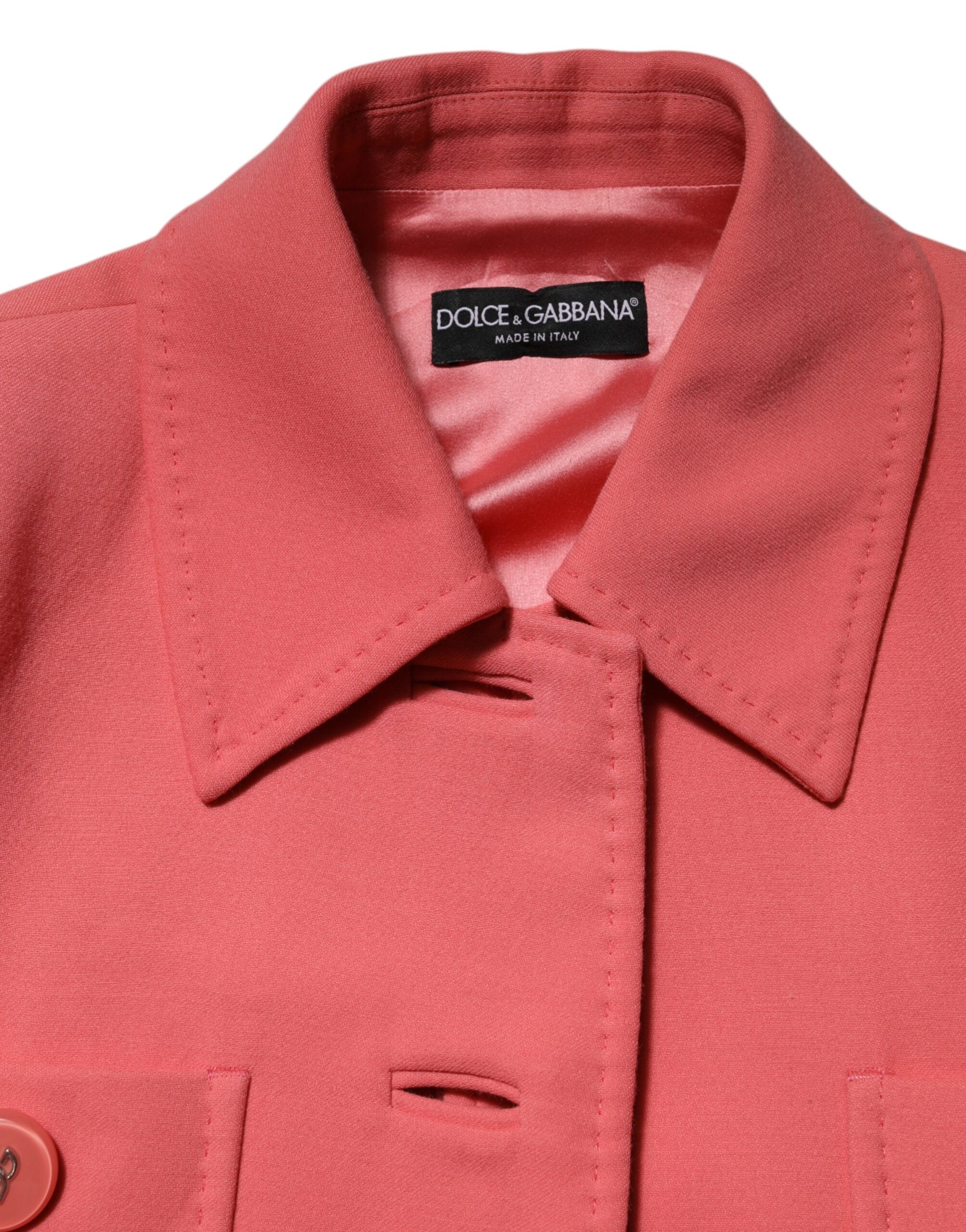 Dolce & Gabbana Pink Buttoned Trench Coat Jacket