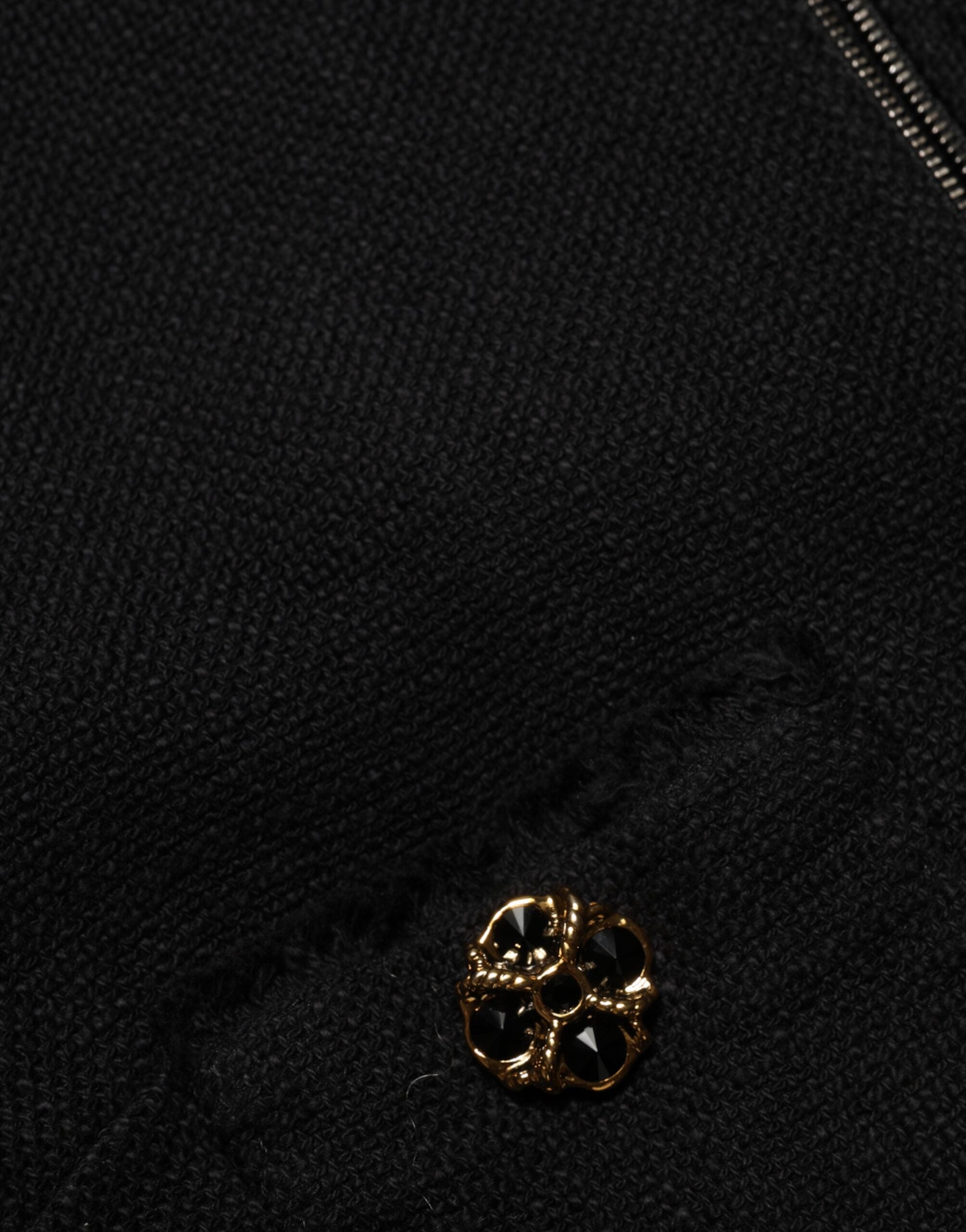 Dolce & Gabbana Schwarzer Baumwollmantel mit geteiltem Reißverschluss