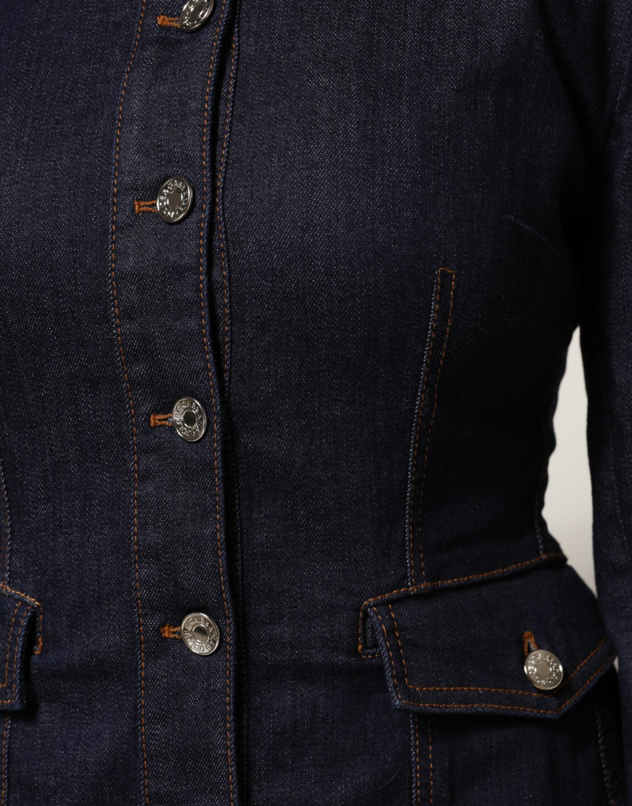 Dolce & Gabbana Dark Blue Collared Cotton Denim Jacket