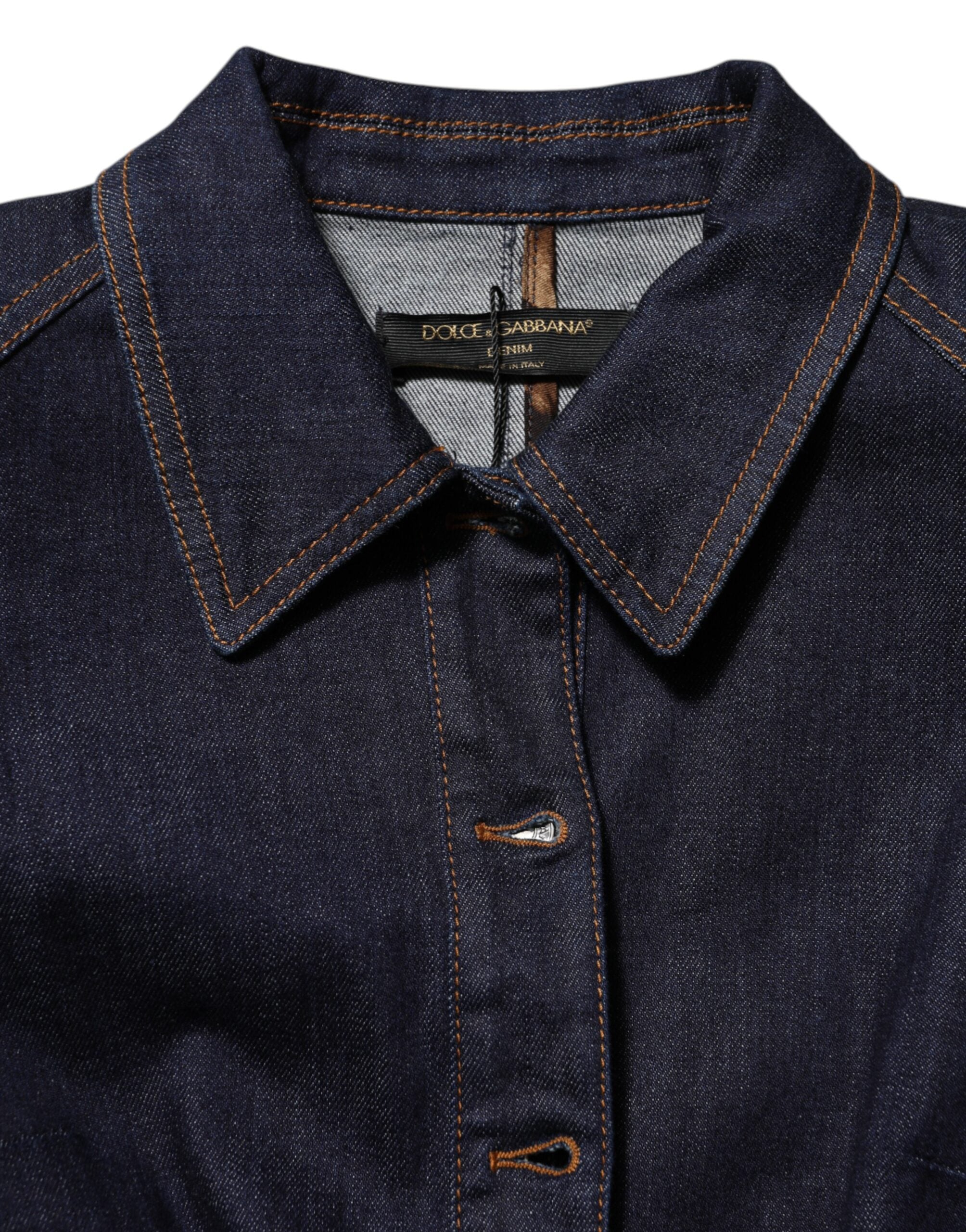 Dolce & Gabbana Dark Blue Collared Cotton Denim Jacket