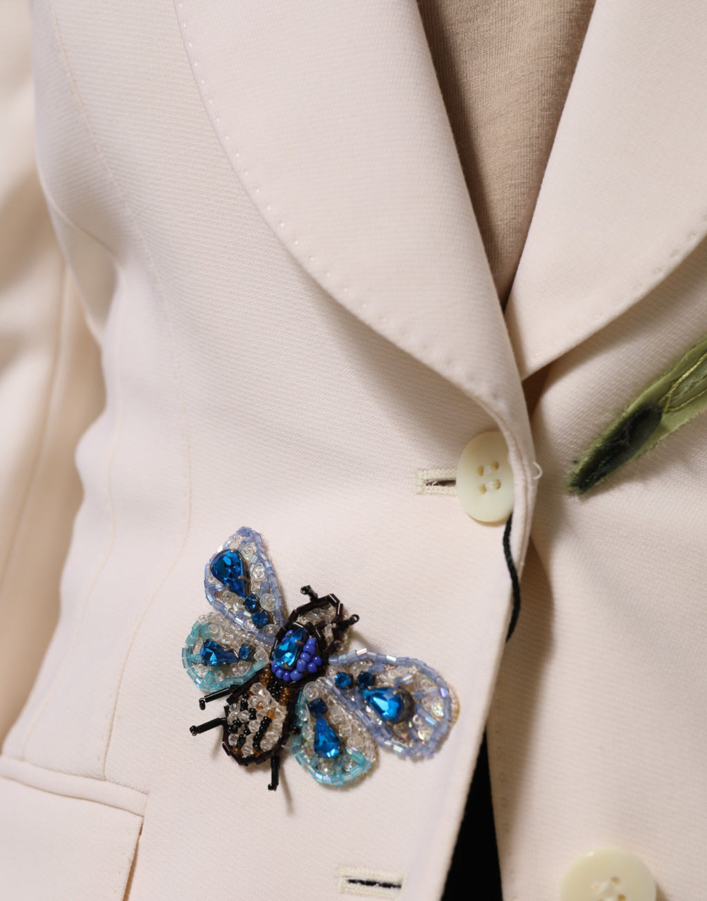 Dolce & Gabbana Beige Embroidered Single-Breasted Jacket