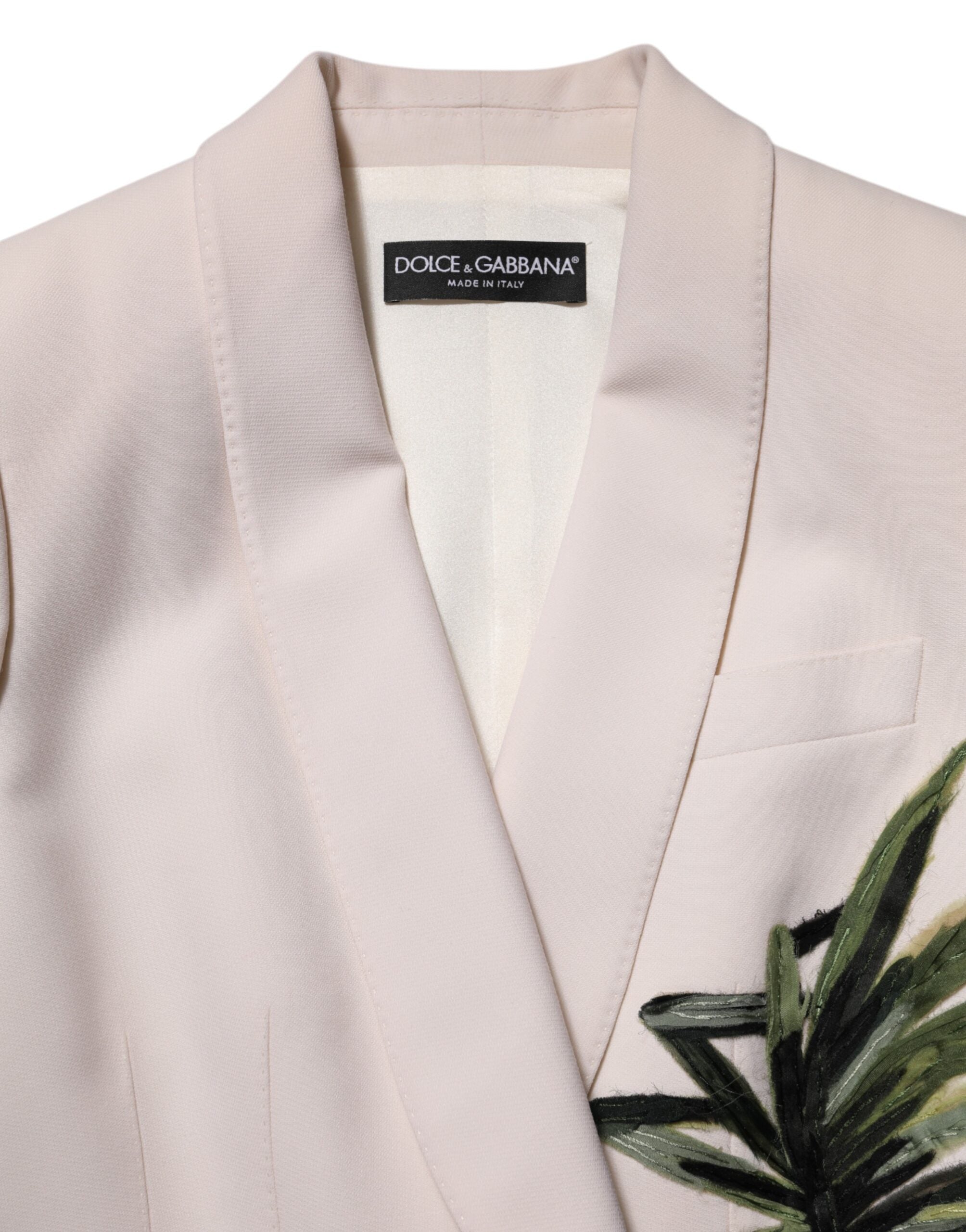 Dolce & Gabbana Beige Embroidered Single-Breasted Jacket