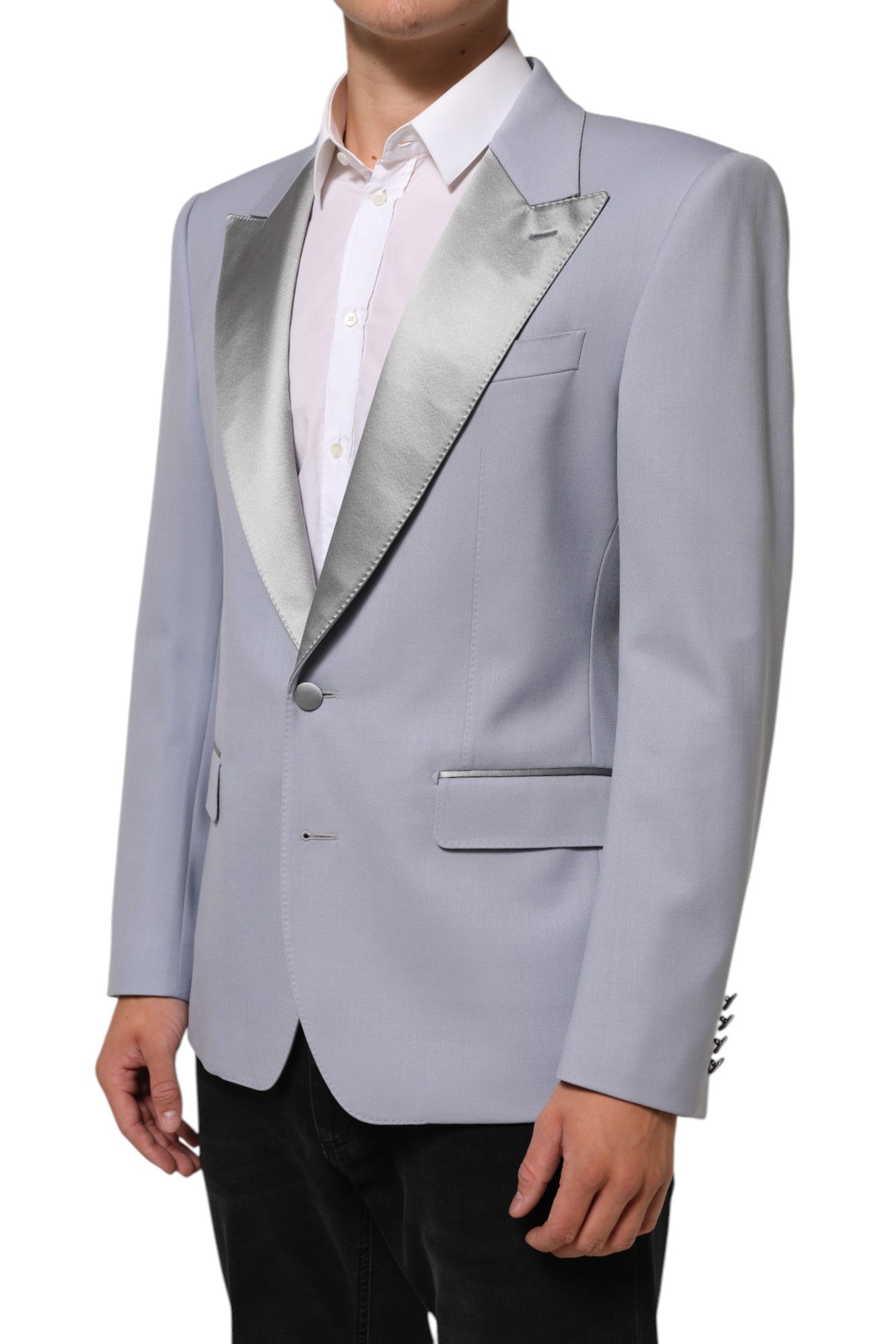 Dolce & Gabbana Graue Wolle SICILIA 2 Knöpfe Herren Anzug Blazer
