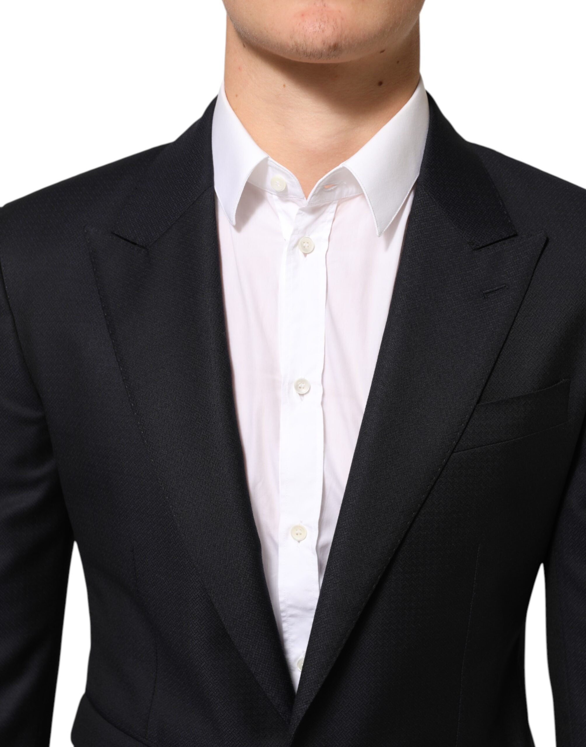 Dolce & Gabbana Schwarzer NAPOLI 2-Knopf Anzug Blazer aus Wolle
