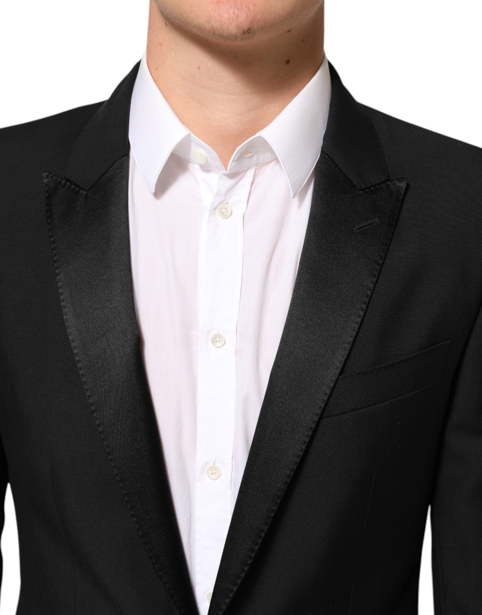 Dolce & Gabbana Schwarzer Wolle MARTINI 2-Knopf Herren Anzug Blazer