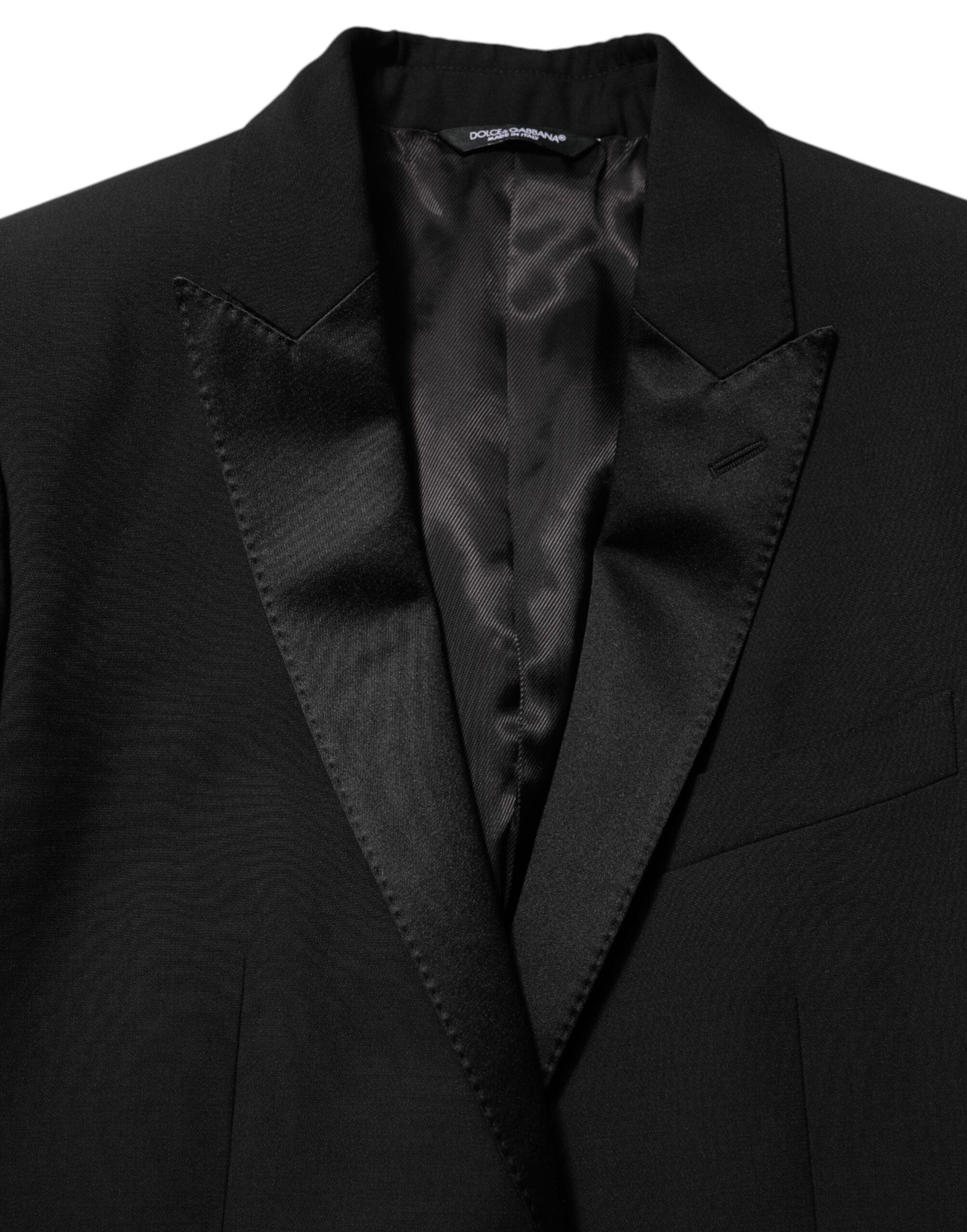 Dolce & Gabbana Schwarzer Wolle MARTINI 2-Knopf Herren Anzug Blazer