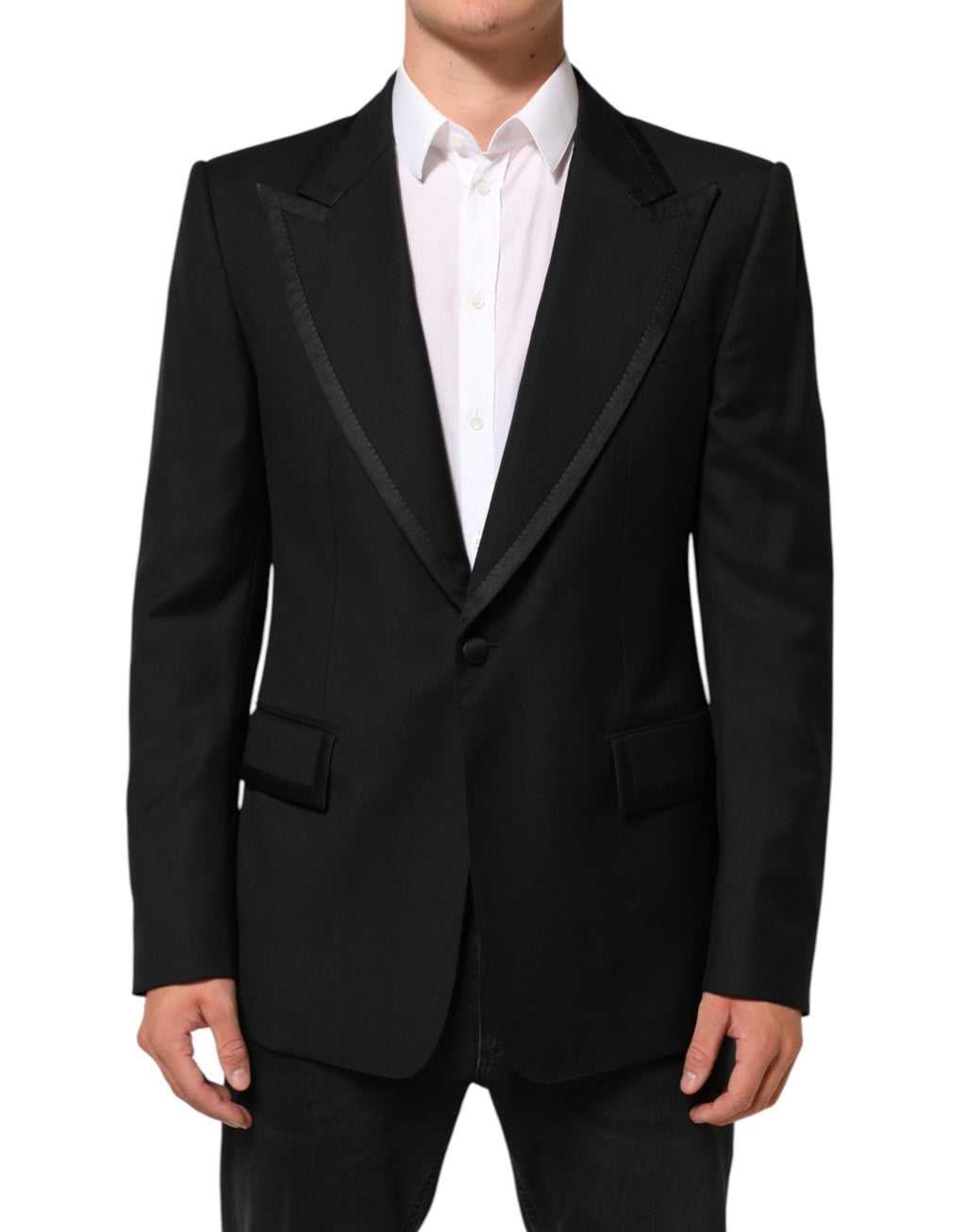 Dolce & Gabbana Black Wool 1-Button Suit Jacket Men's Blazer
