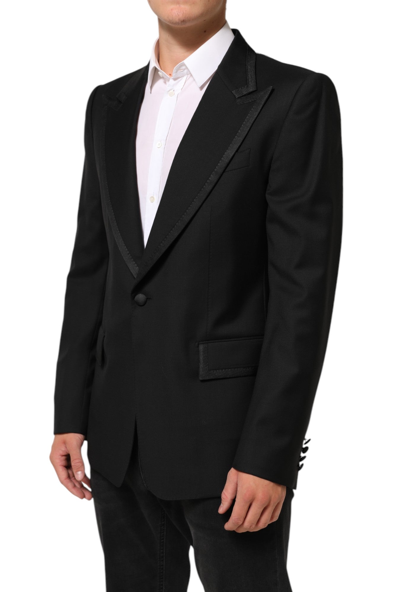 Dolce & Gabbana Black Wool 1-Button Suit Jacket Men's Blazer