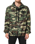 Dolce & Gabbana Grünes Tarnmuster Sweatshirt Jacke mit Kapuze